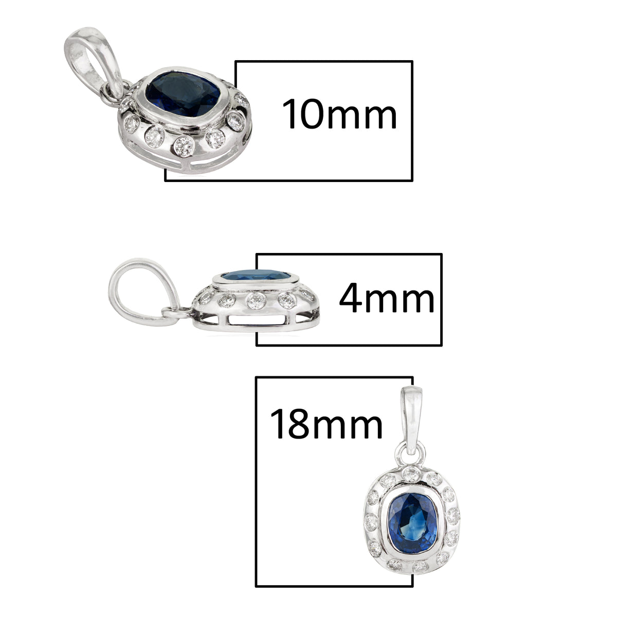 Blue Sapphire Diamond Halo Pendant
