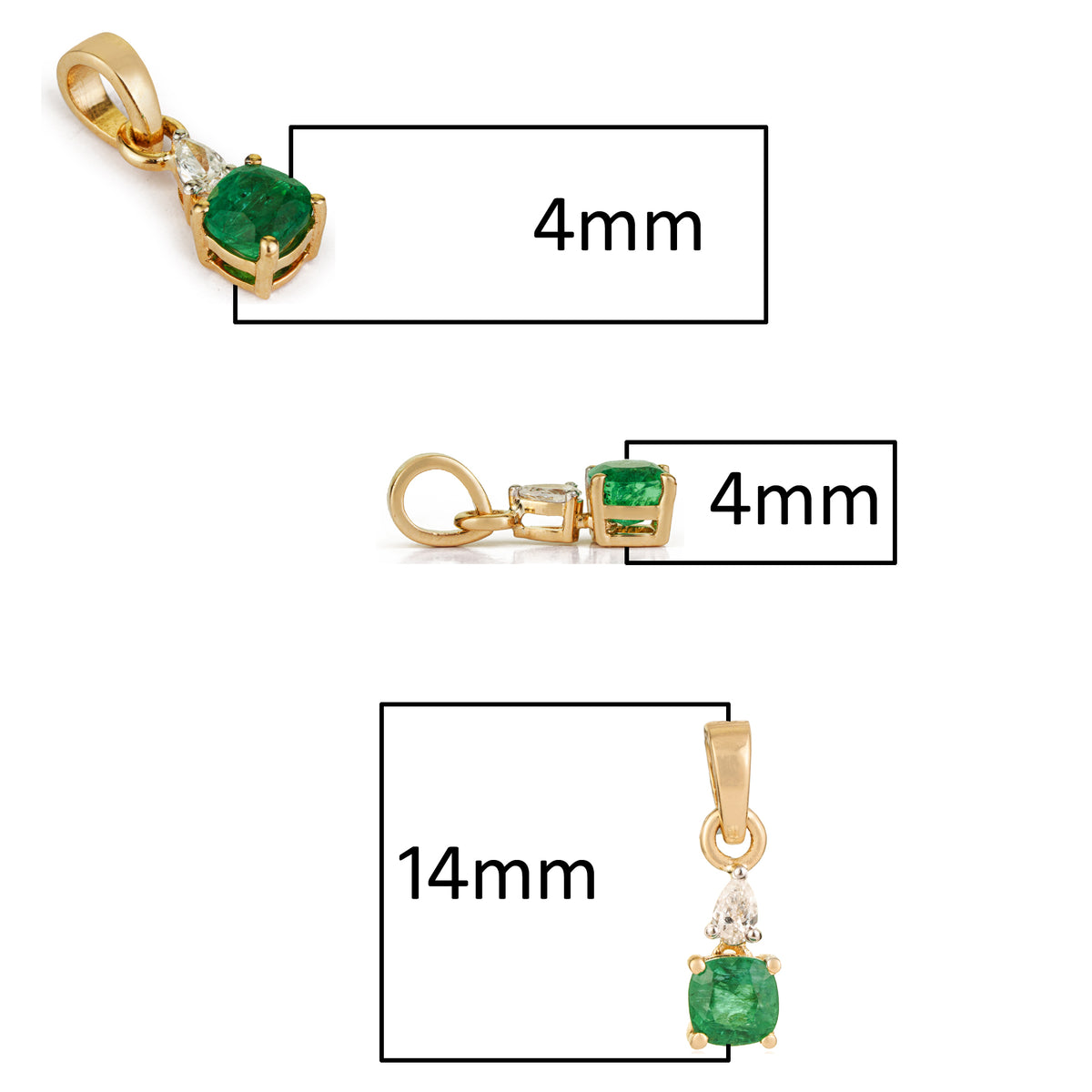 Natural Cushion Cut Emerald Diamond Pendant