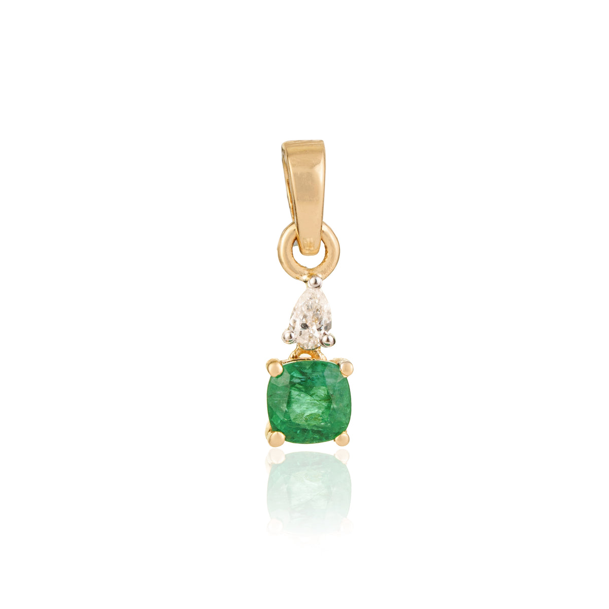 Natural Cushion Cut Emerald Diamond Pendant