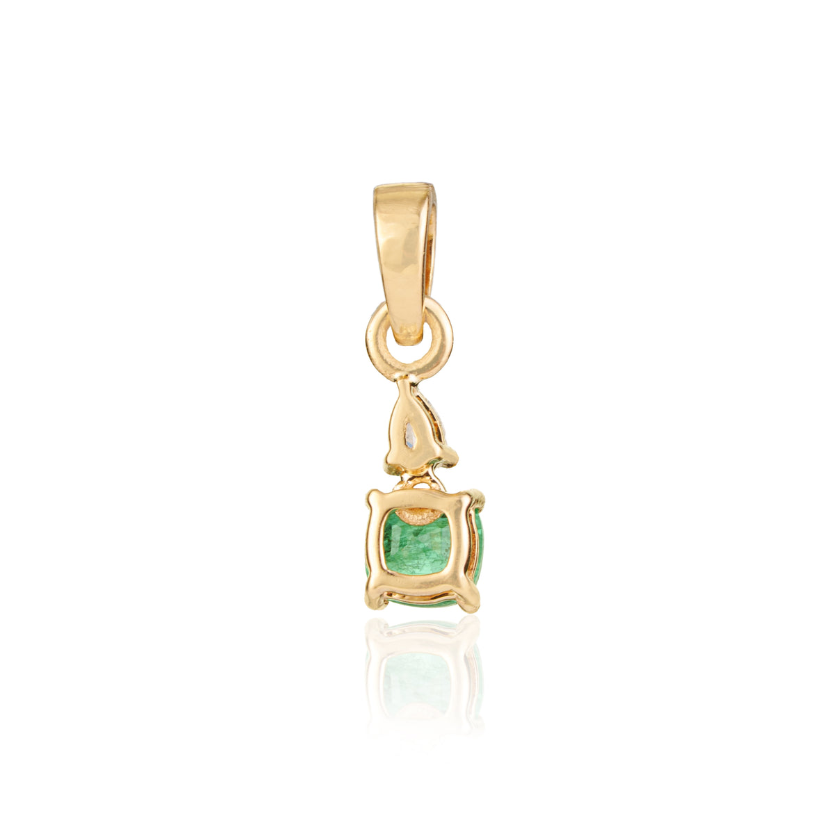 Natural Cushion Cut Emerald Diamond Pendant