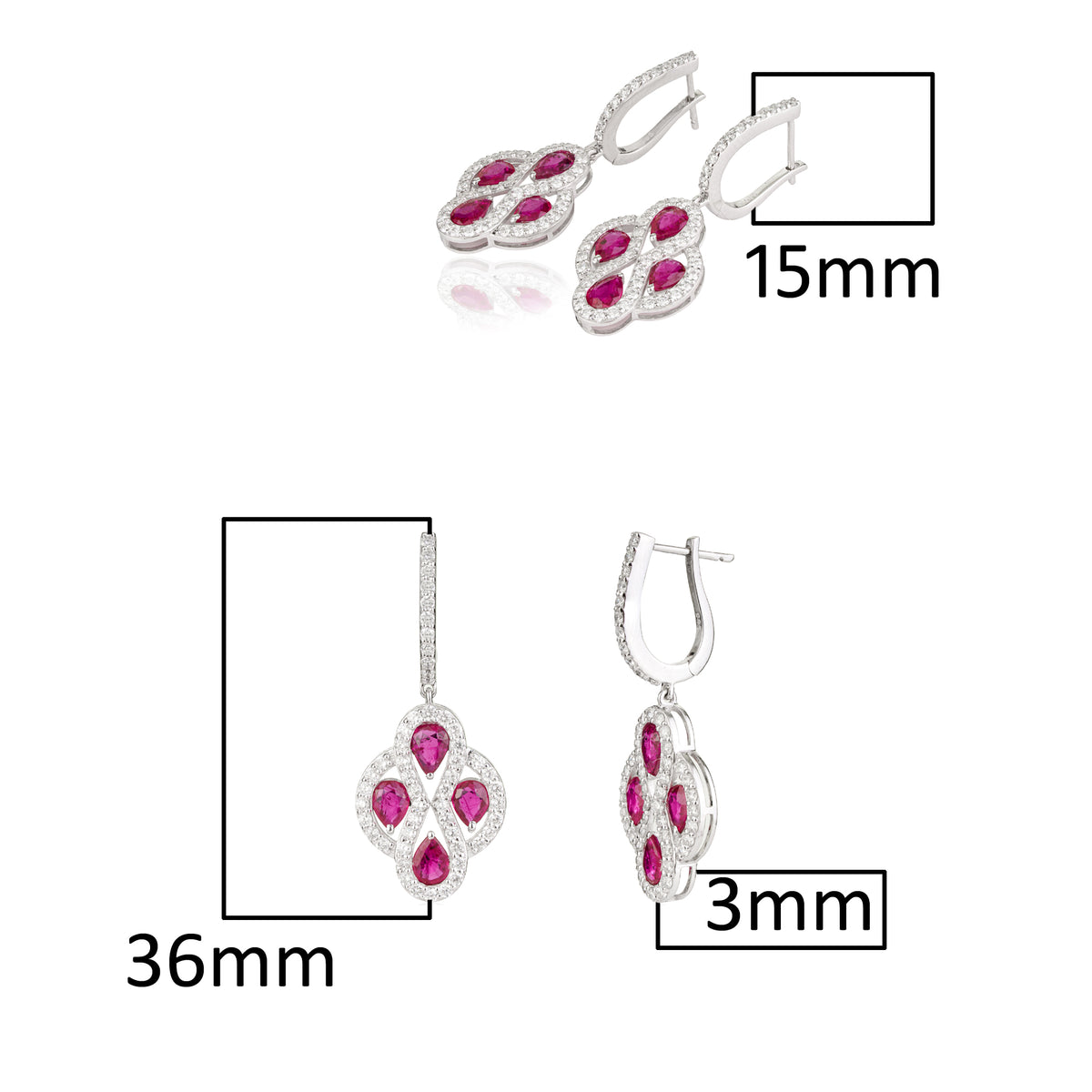 Natural Ruby Diamond Drop Earrings