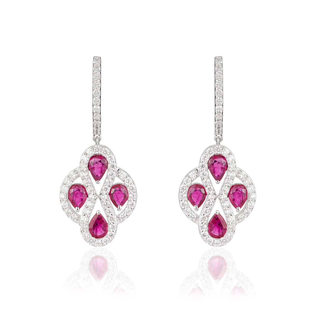 Natural Ruby Diamond Drop Earrings