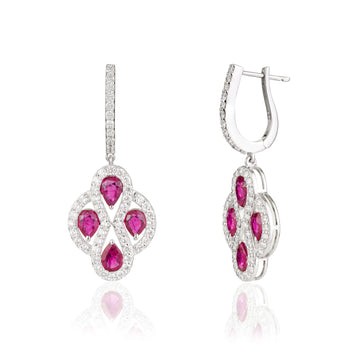 Natural Ruby Diamond Drop Earrings