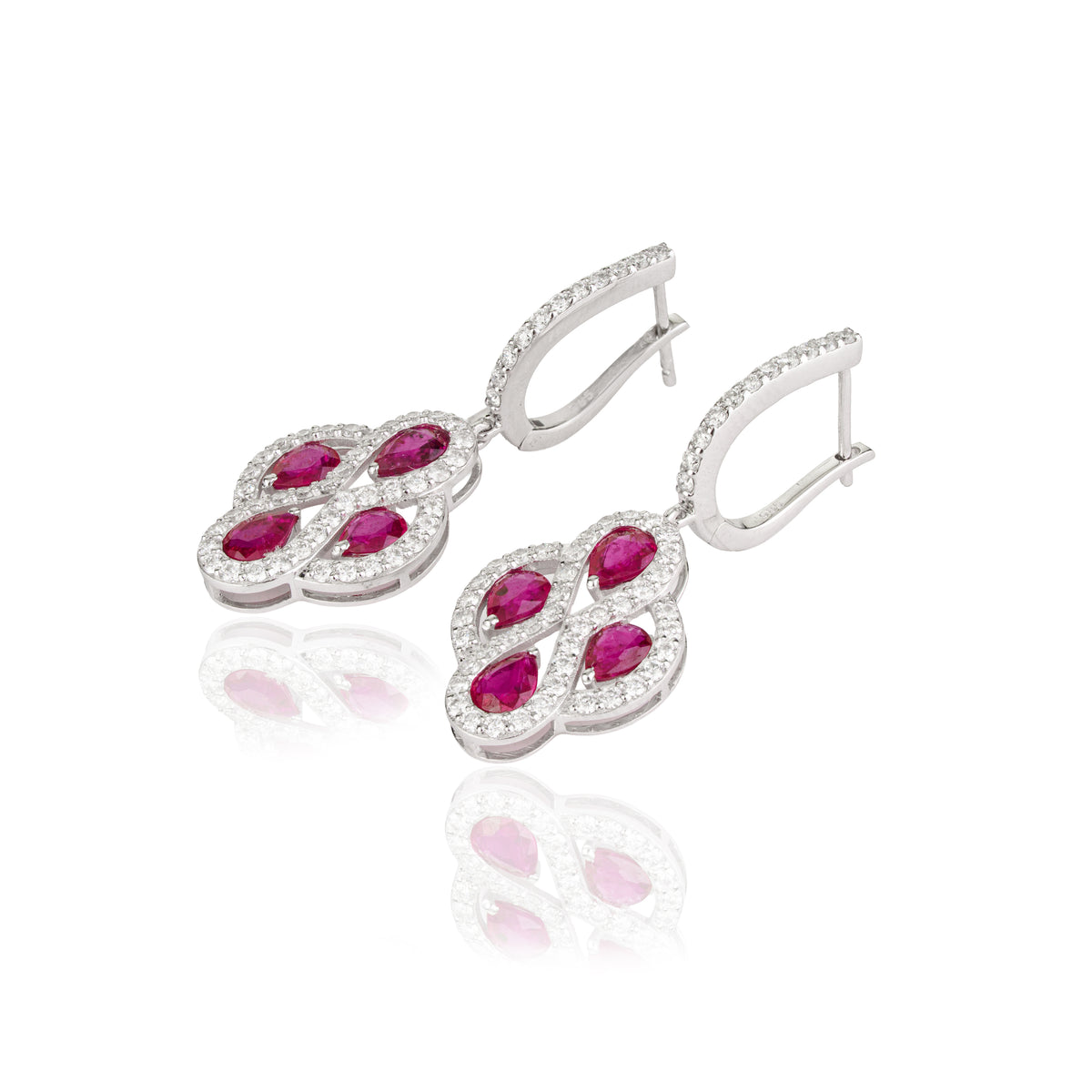 Natural Ruby Diamond Drop Earrings