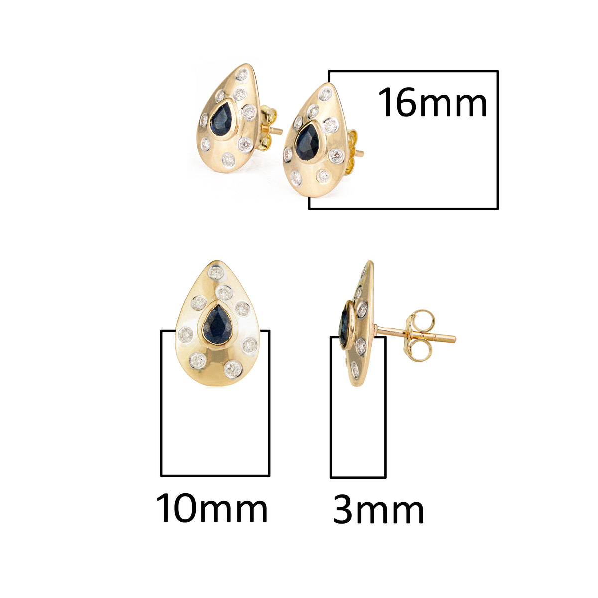 Blue Sapphire Diamond Stud Earrings