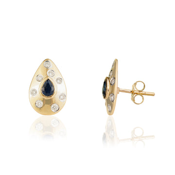 Blue Sapphire Diamond Stud Earrings