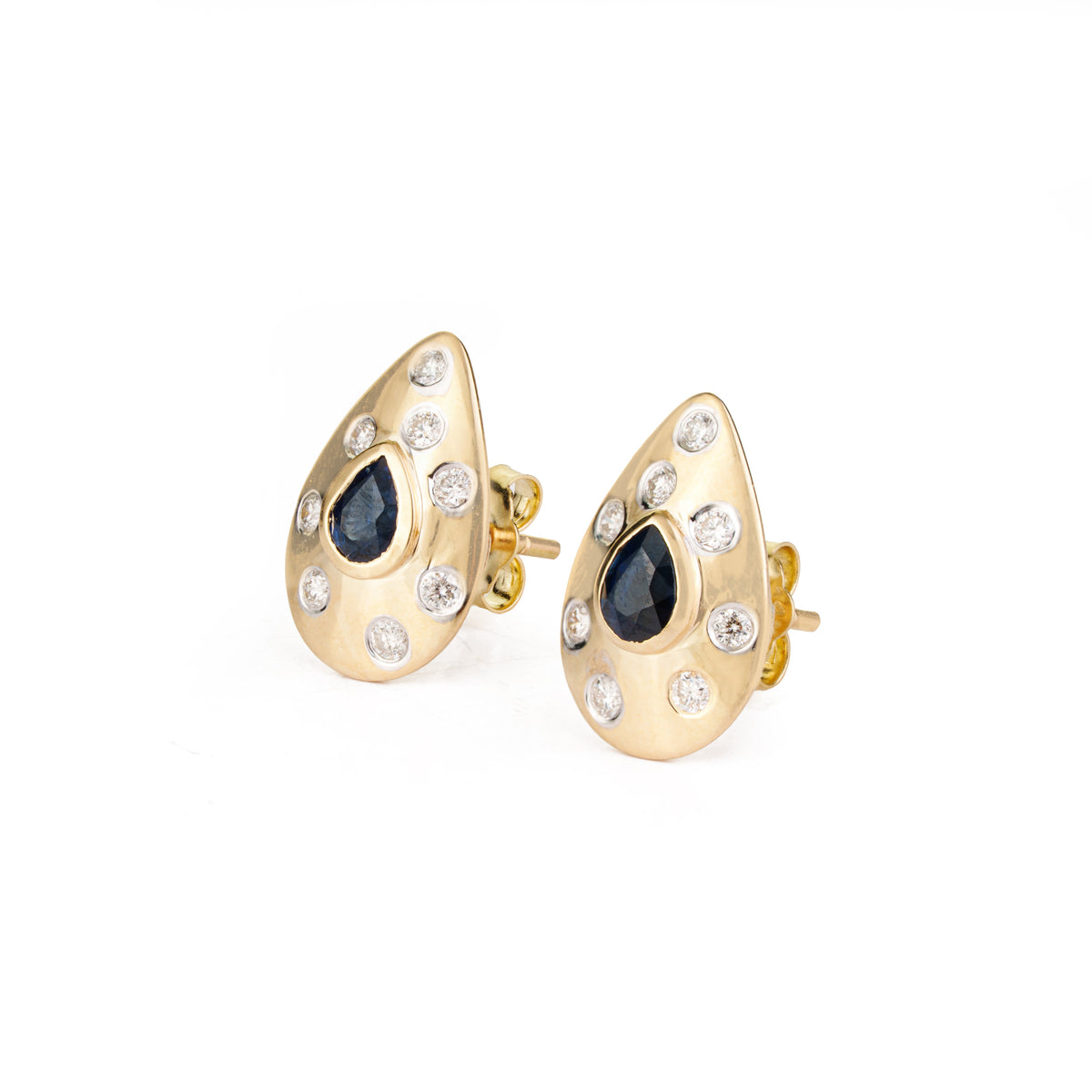 Blue Sapphire Diamond Stud Earrings