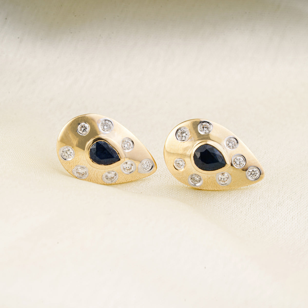 Blue Sapphire Diamond Stud Earrings