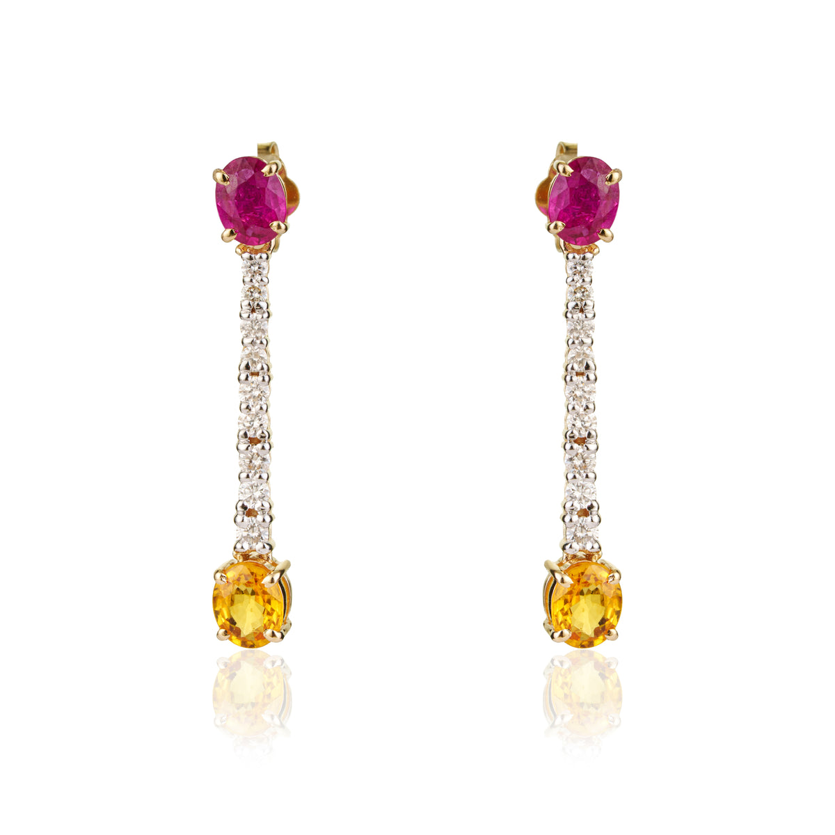 Ruby & Yellow Sapphire Drop Earrings