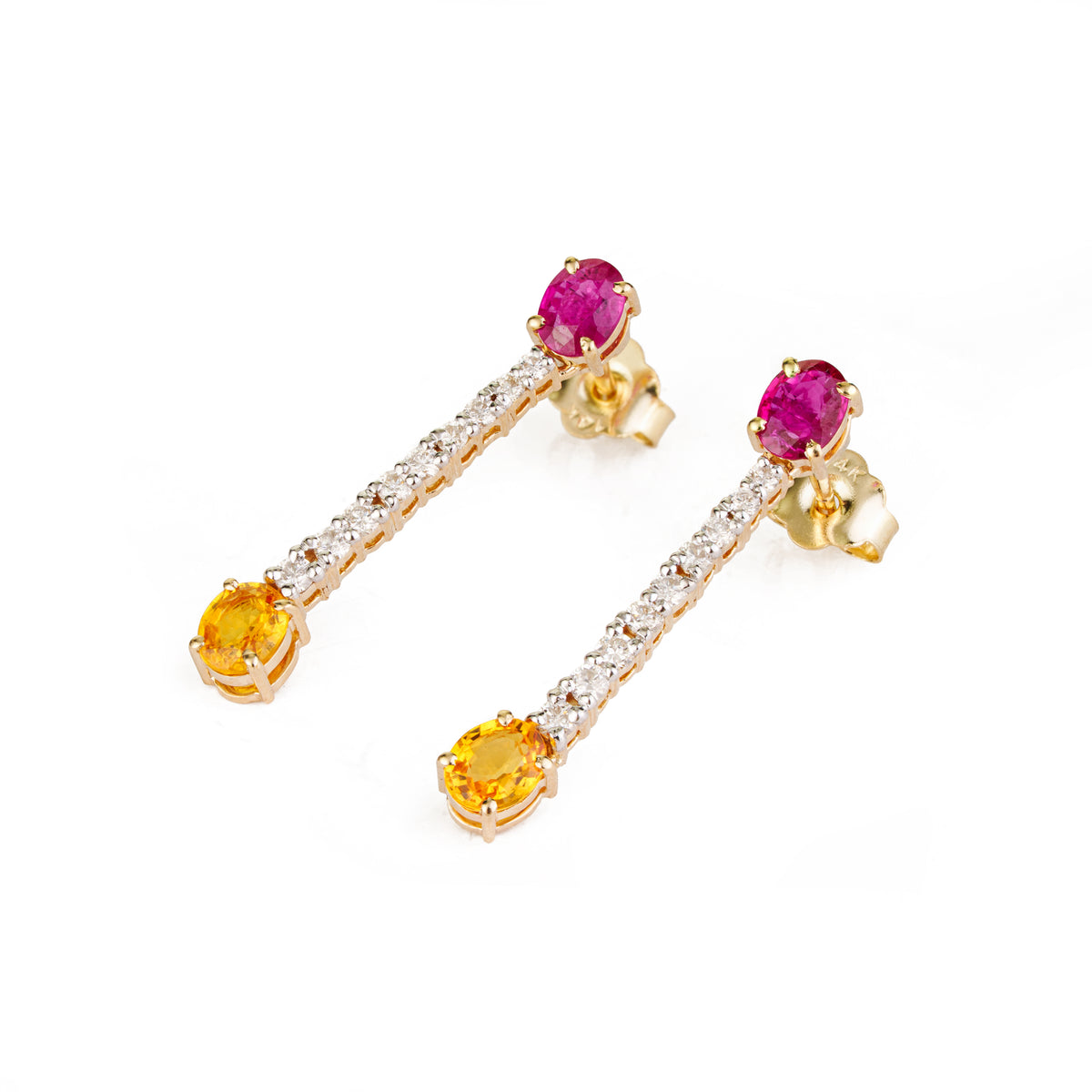 Ruby & Yellow Sapphire Drop Earrings