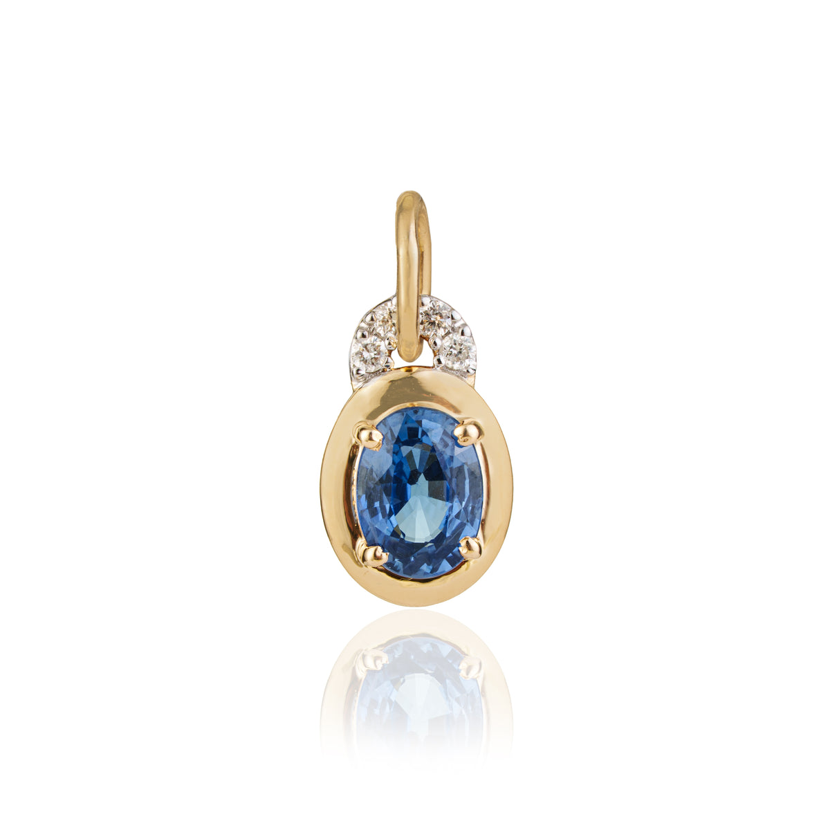 Oval Blue Sapphire Diamond Pendant