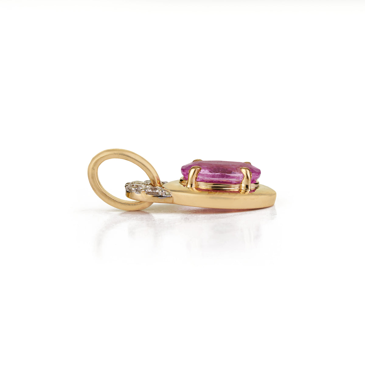 Oval Pink Sapphire Diamond Pendant