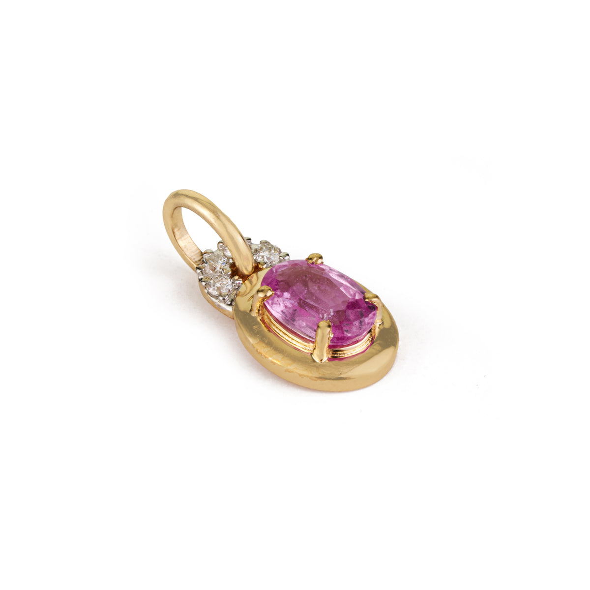 Oval Pink Sapphire Diamond Pendant