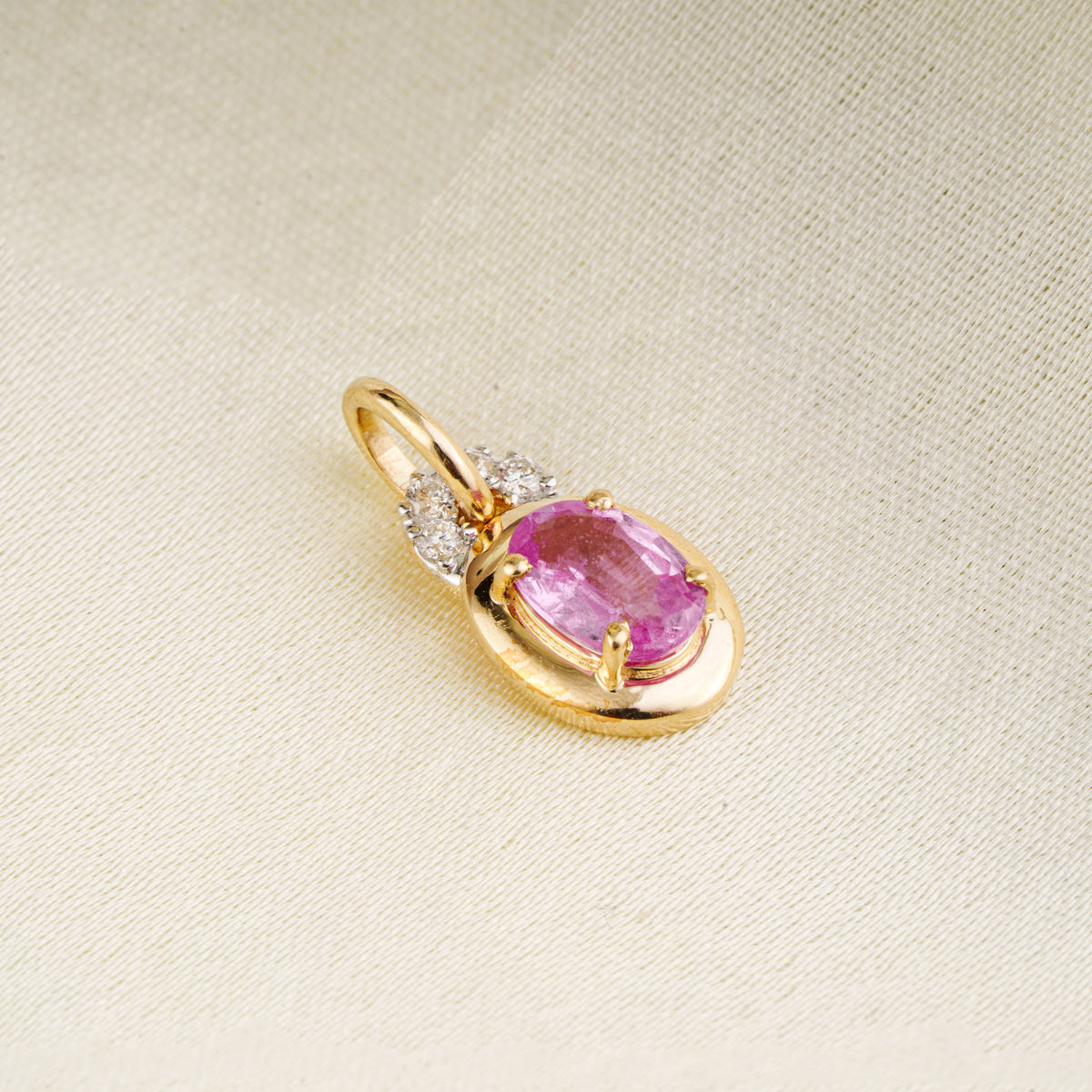 Oval Pink Sapphire Diamond Pendant