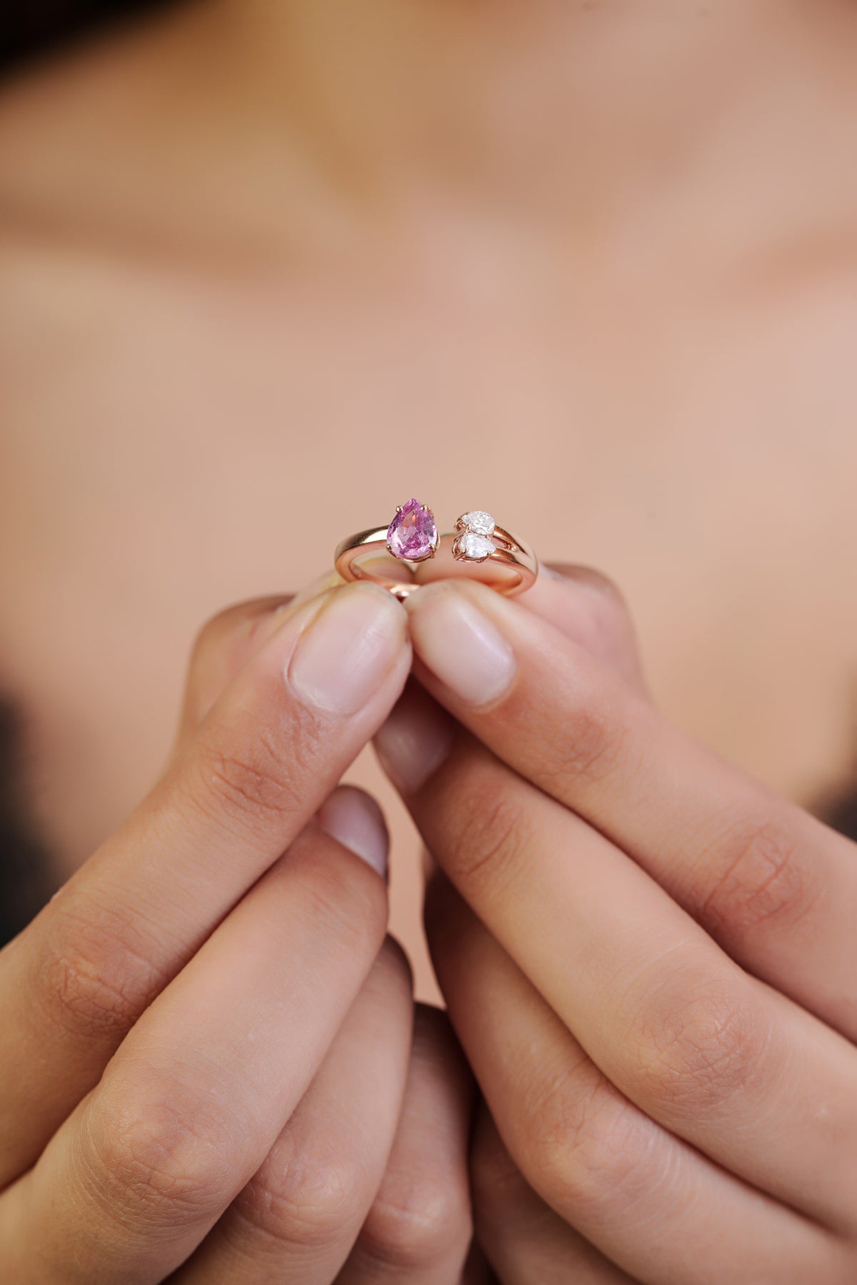 Pink Sapphire Toi et Moi Ring