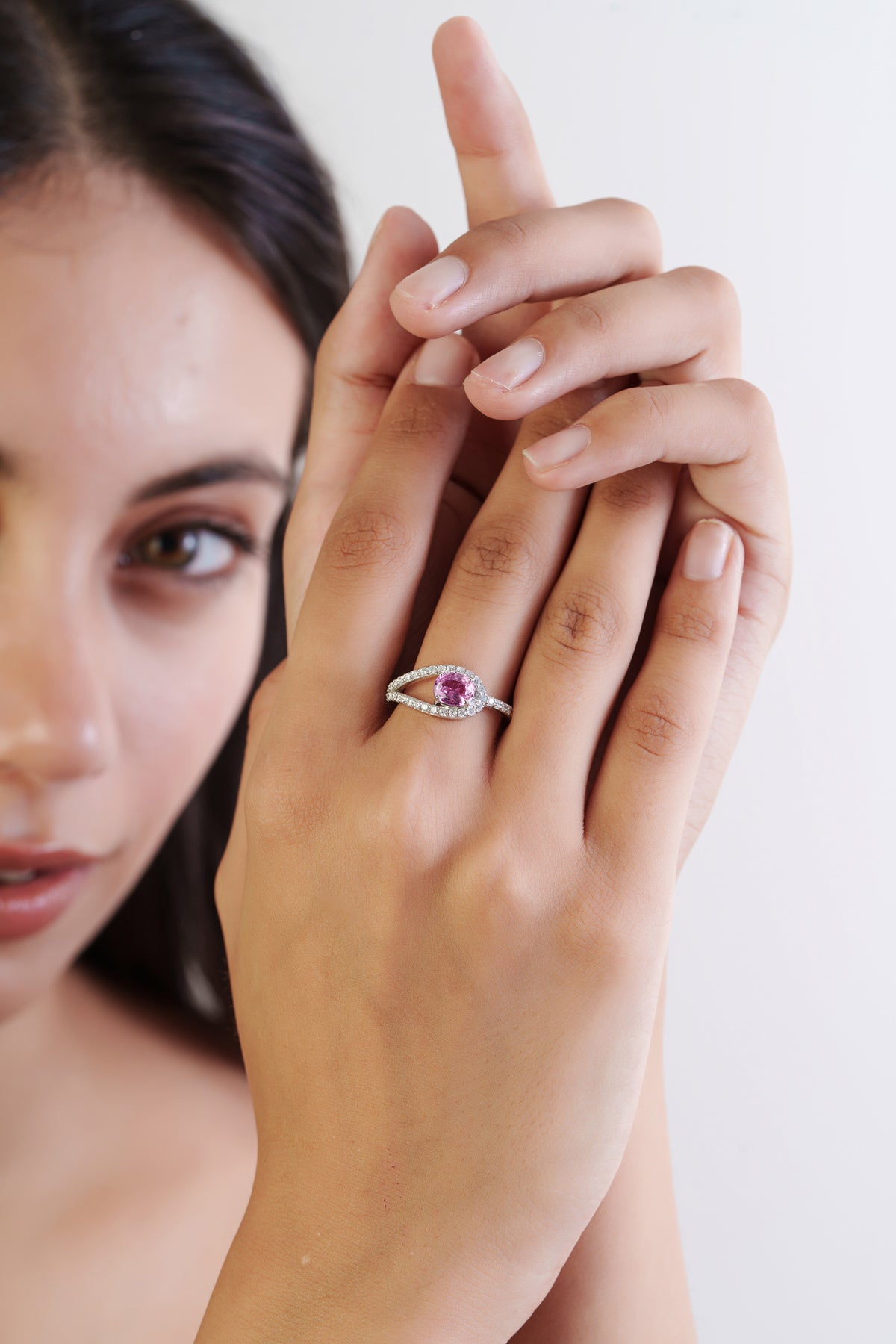 Pink Sapphire Diamond Ring