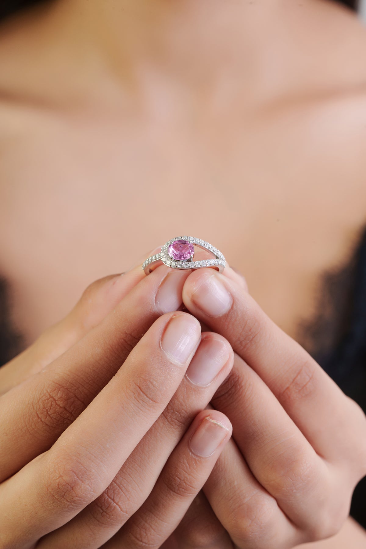 Pink Sapphire Diamond Ring