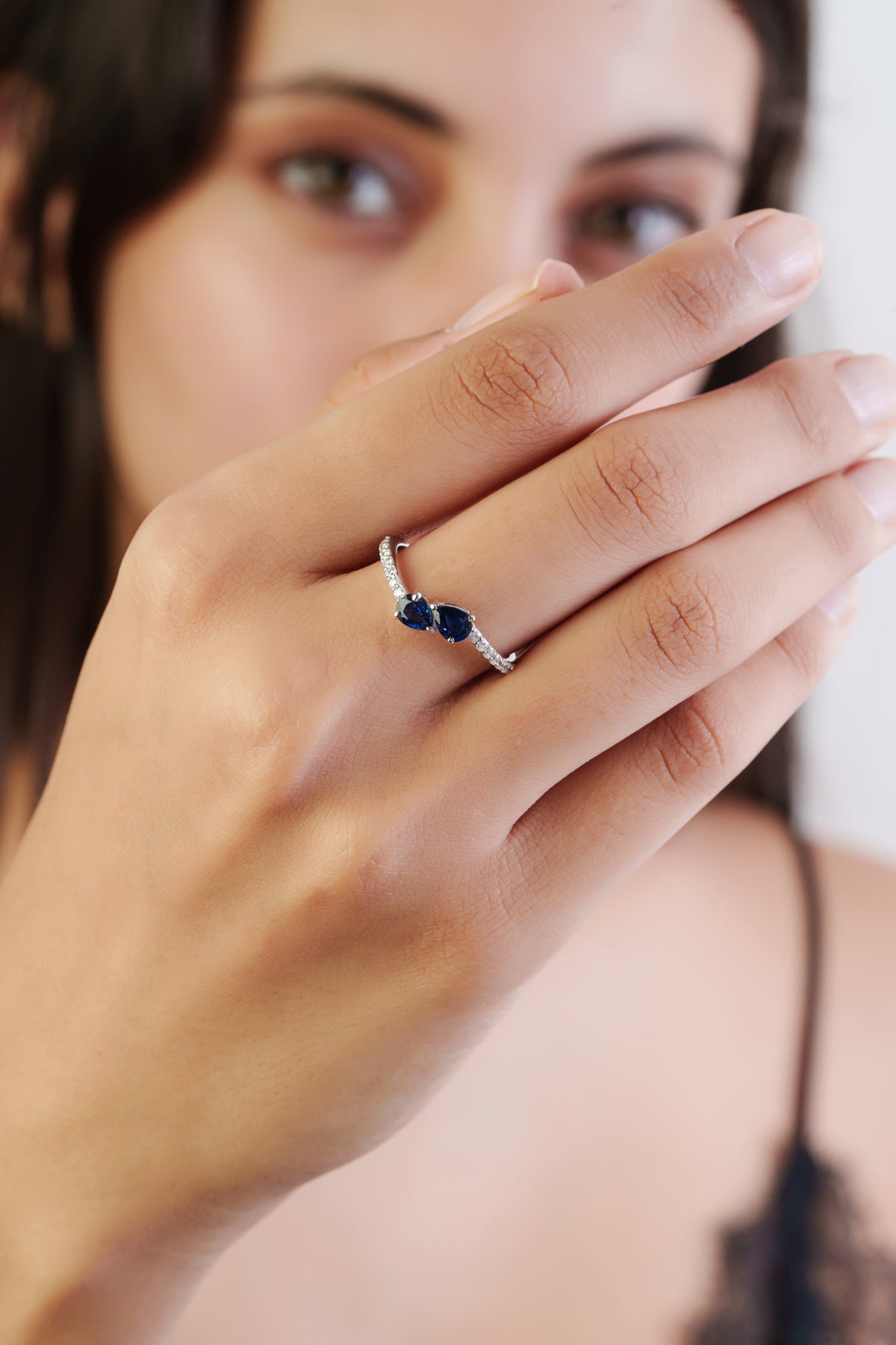 Blue Sapphire Toi et Moi Ring