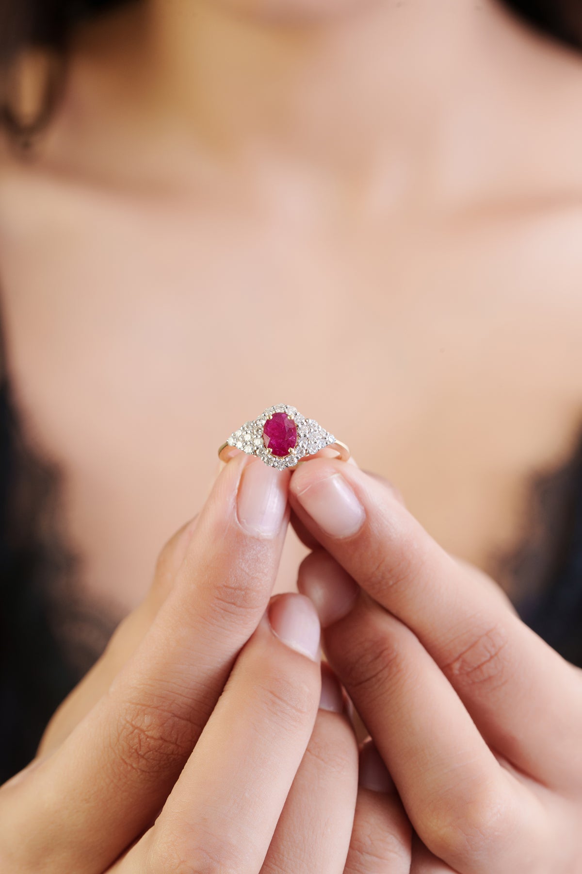 Oval Ruby Diamond Ring
