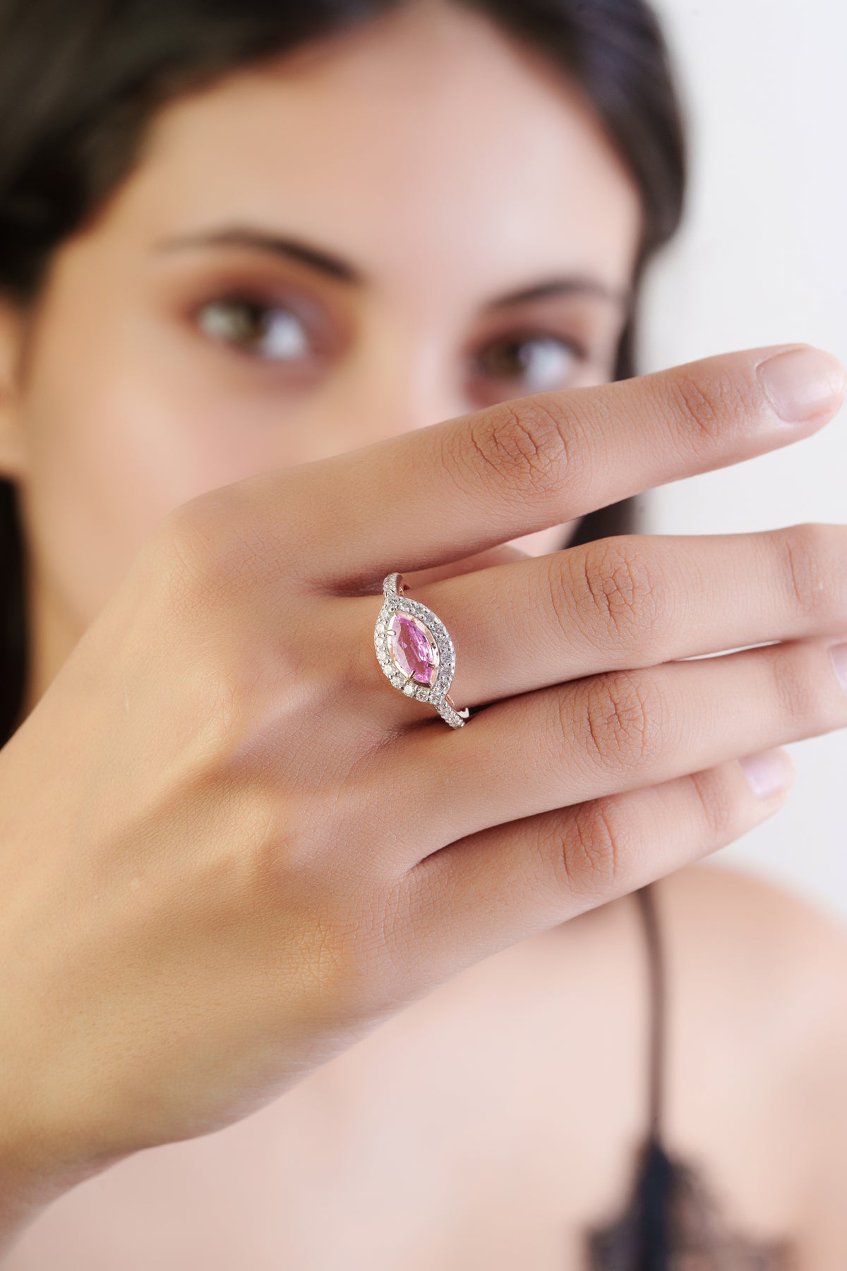 Marquise Cut Pink Sapphire Diamond Ring