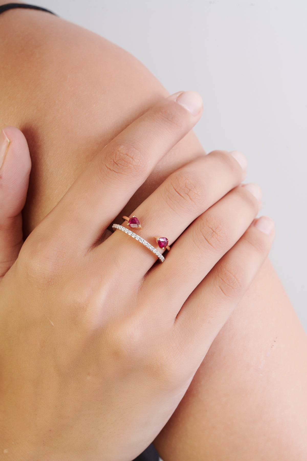 Ruby Open Ring with Diamond