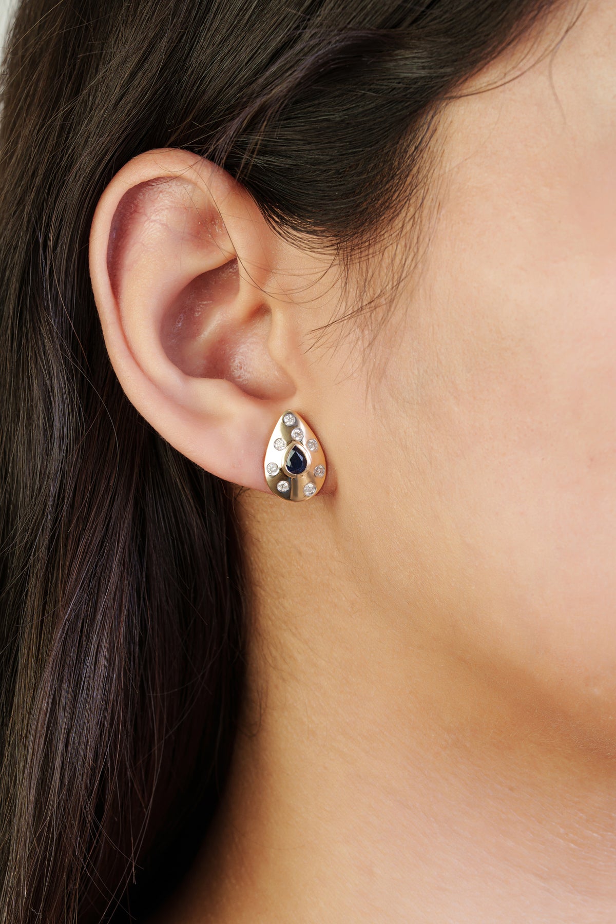 Blue Sapphire Diamond Stud Earrings