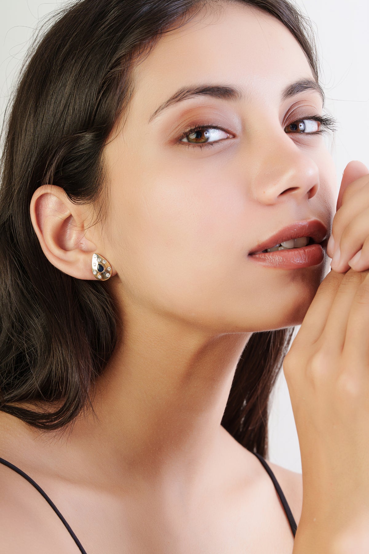 Blue Sapphire Diamond Stud Earrings