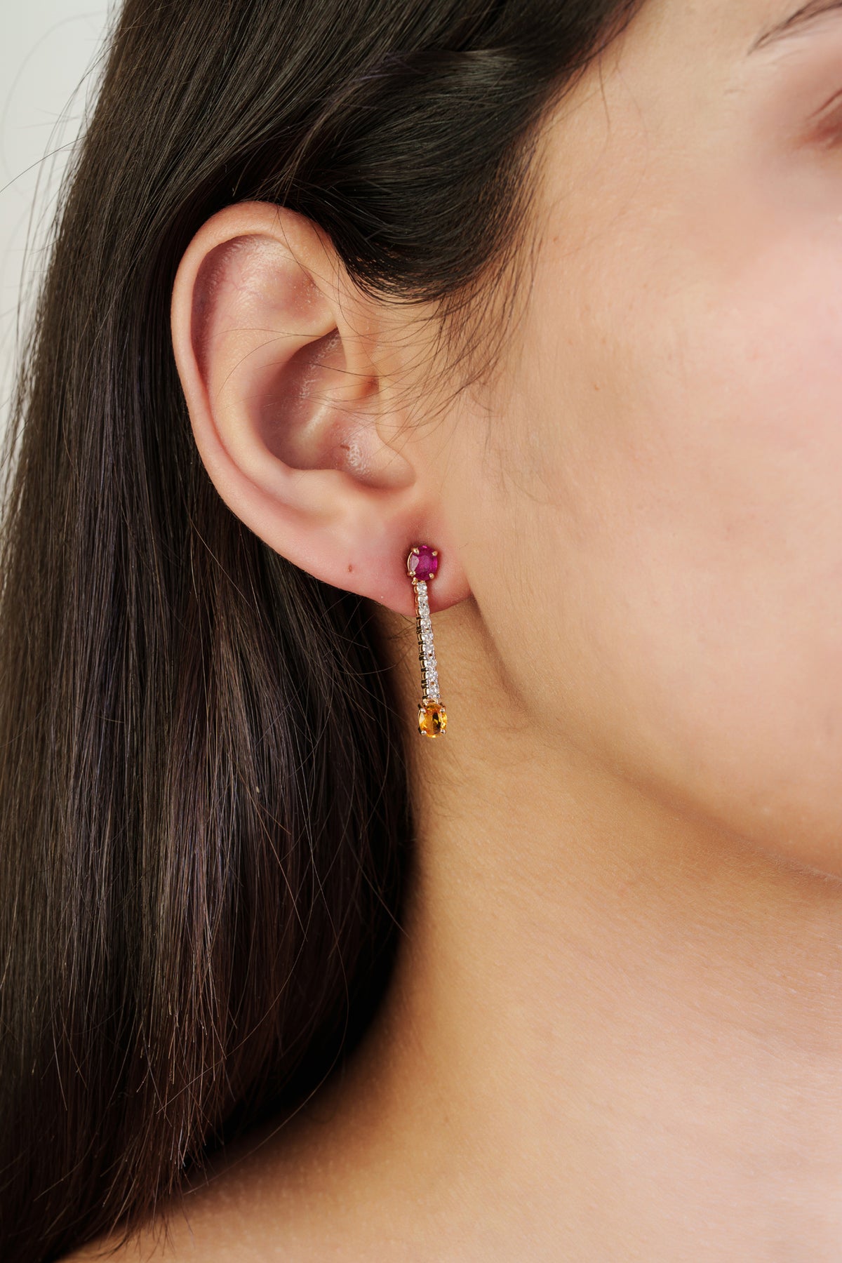 Ruby & Yellow Sapphire Drop Earrings