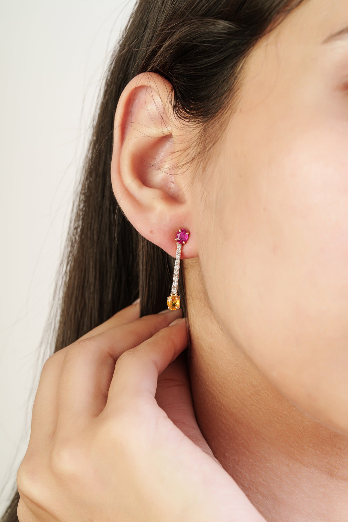 Ruby & Yellow Sapphire Drop Earrings