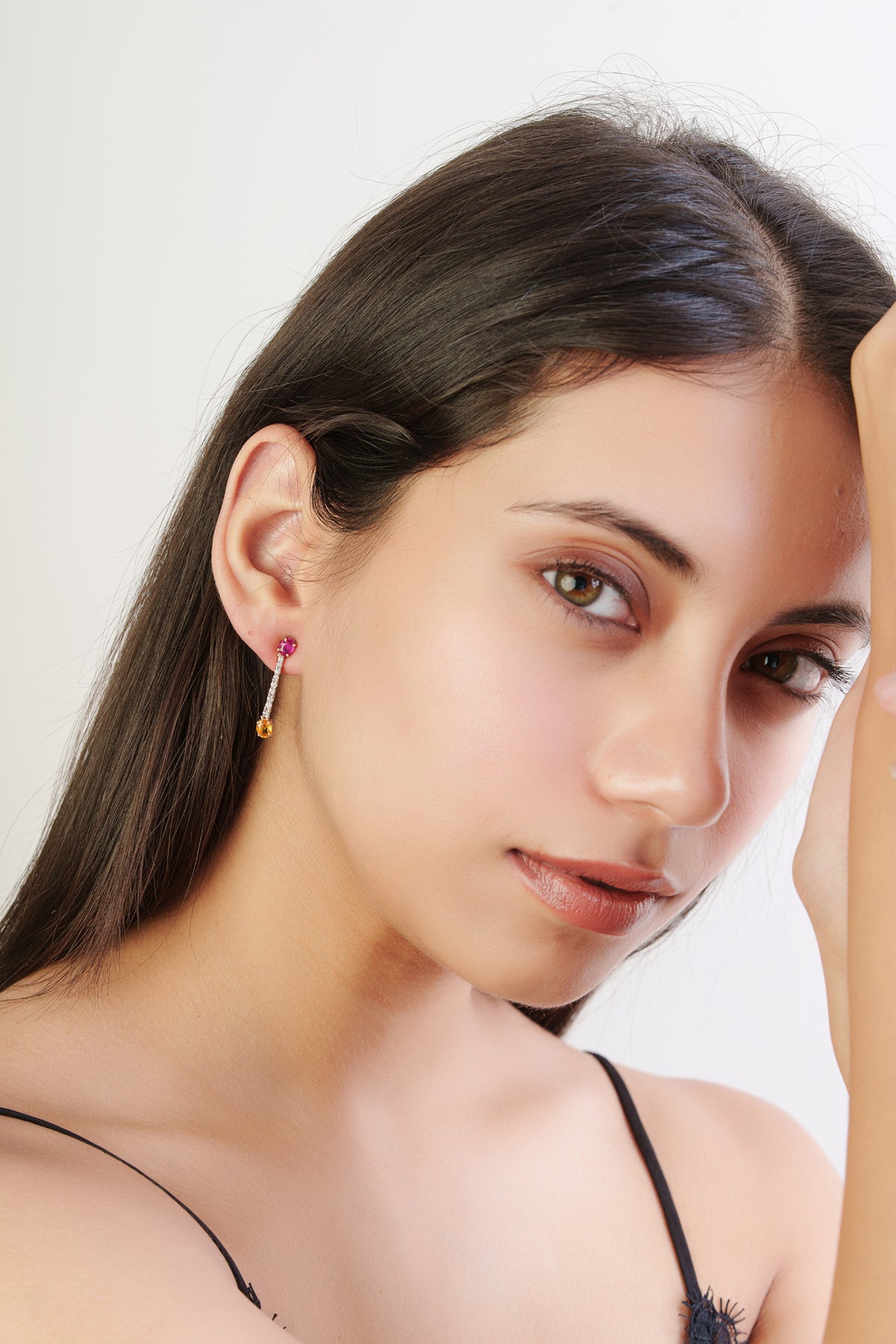 Ruby & Yellow Sapphire Drop Earrings