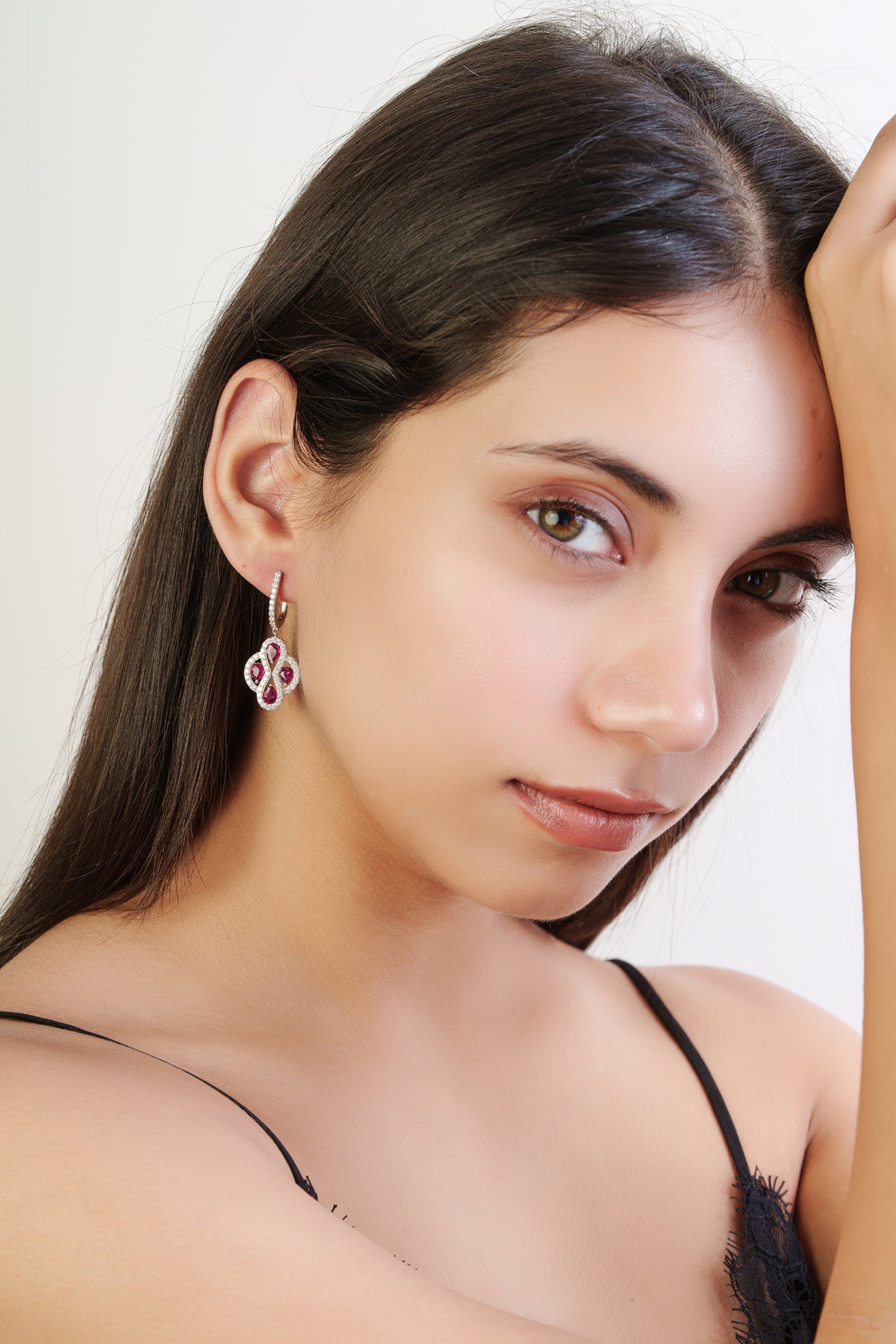 Natural Ruby Diamond Drop Earrings