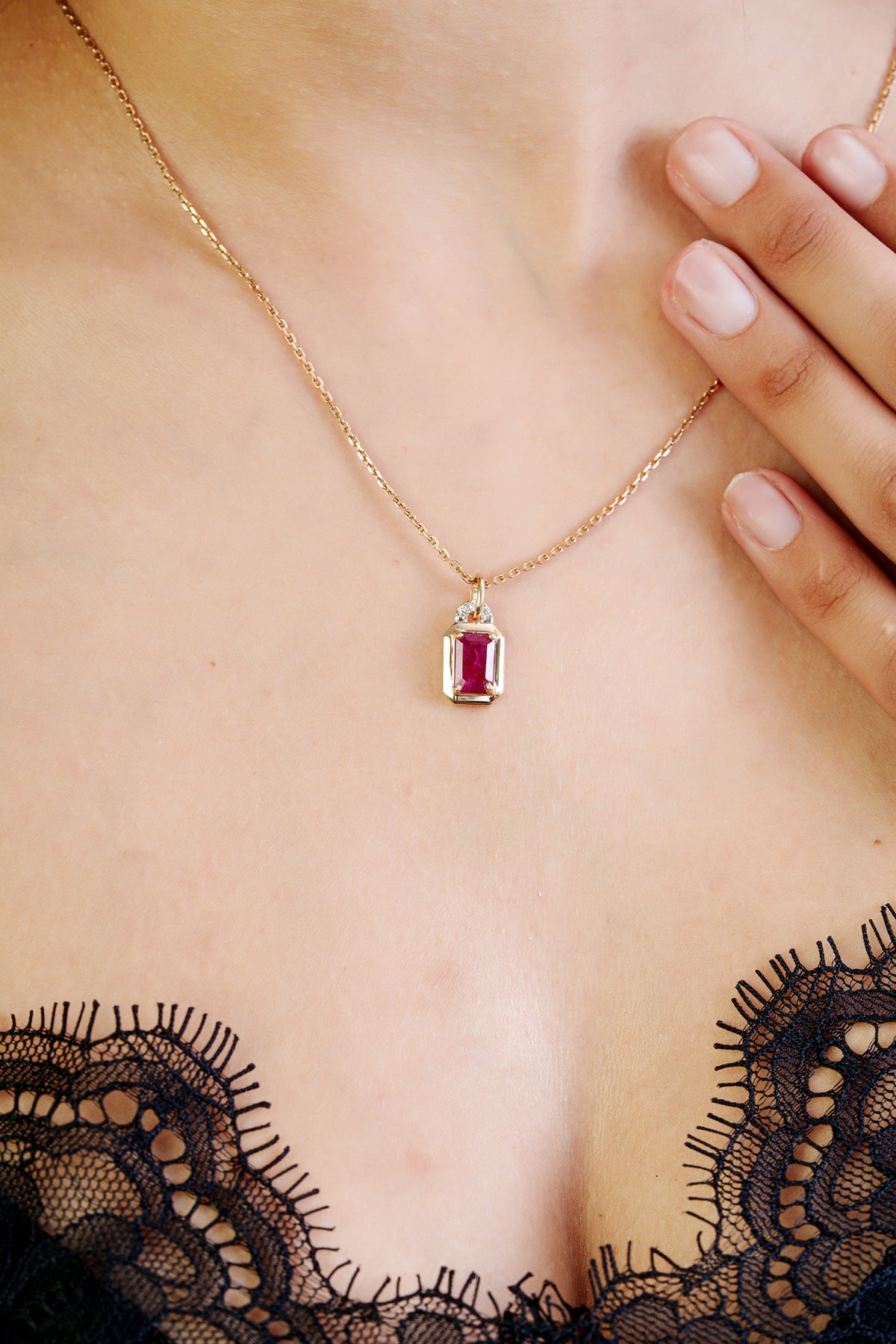 Natural Ruby Diamond Pendant