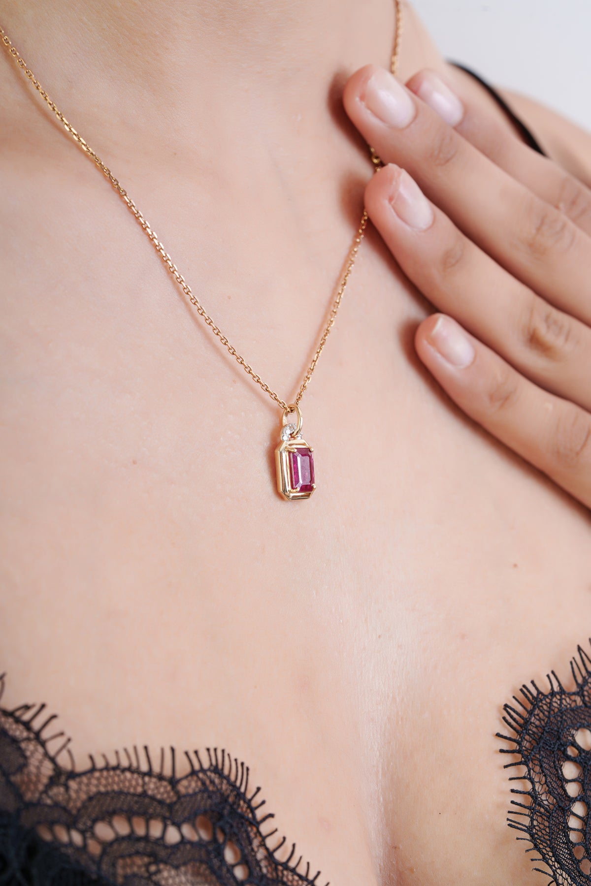 Natural Ruby Diamond Pendant