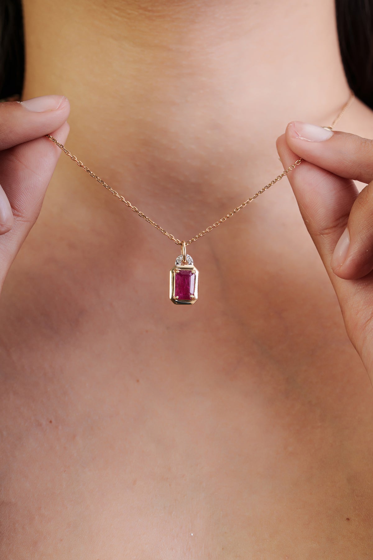 Natural Ruby Diamond Pendant