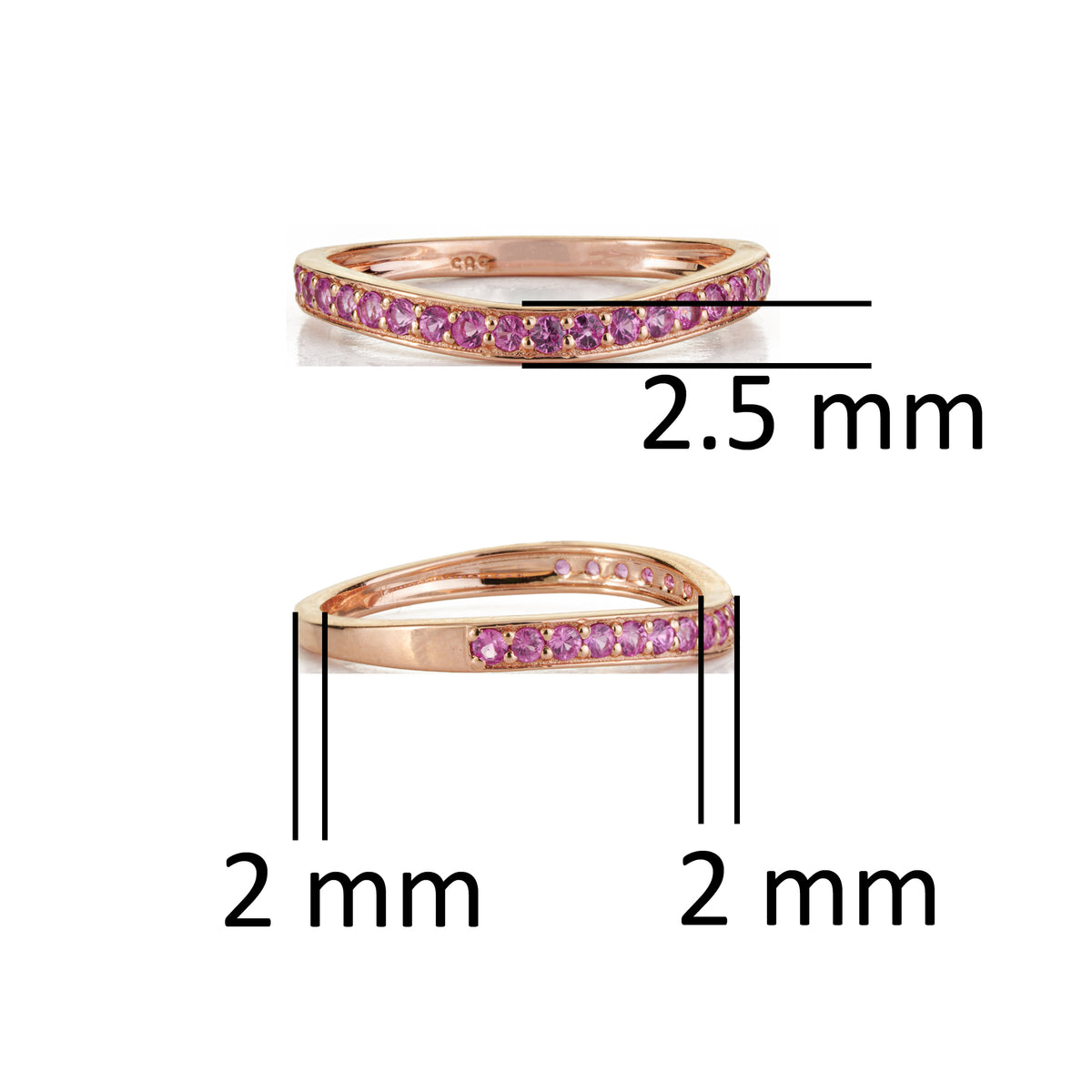 Pink Sapphire Chevron Wedding Band