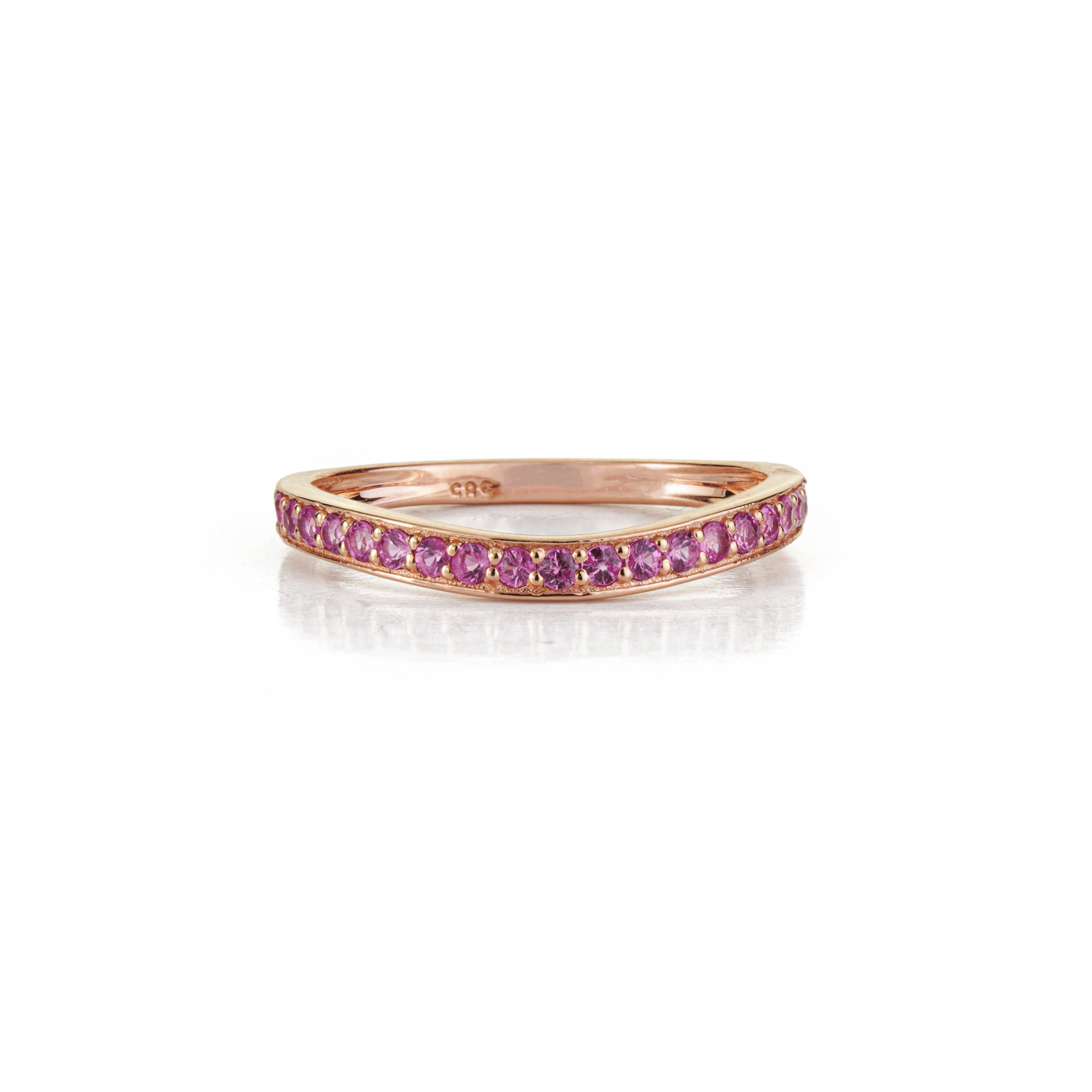 Pink Sapphire Chevron Wedding Band