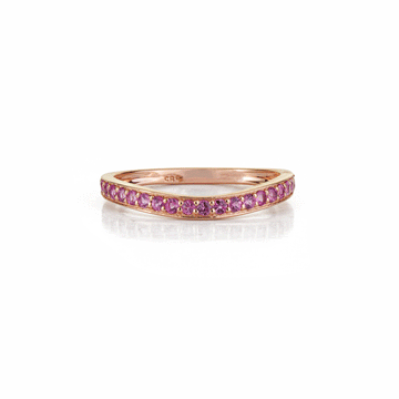 Pink Sapphire Chevron Wedding Band