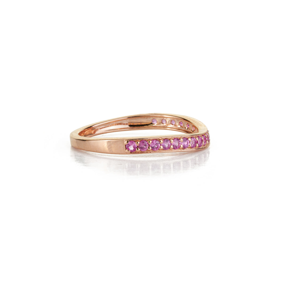 Pink Sapphire Chevron Wedding Band