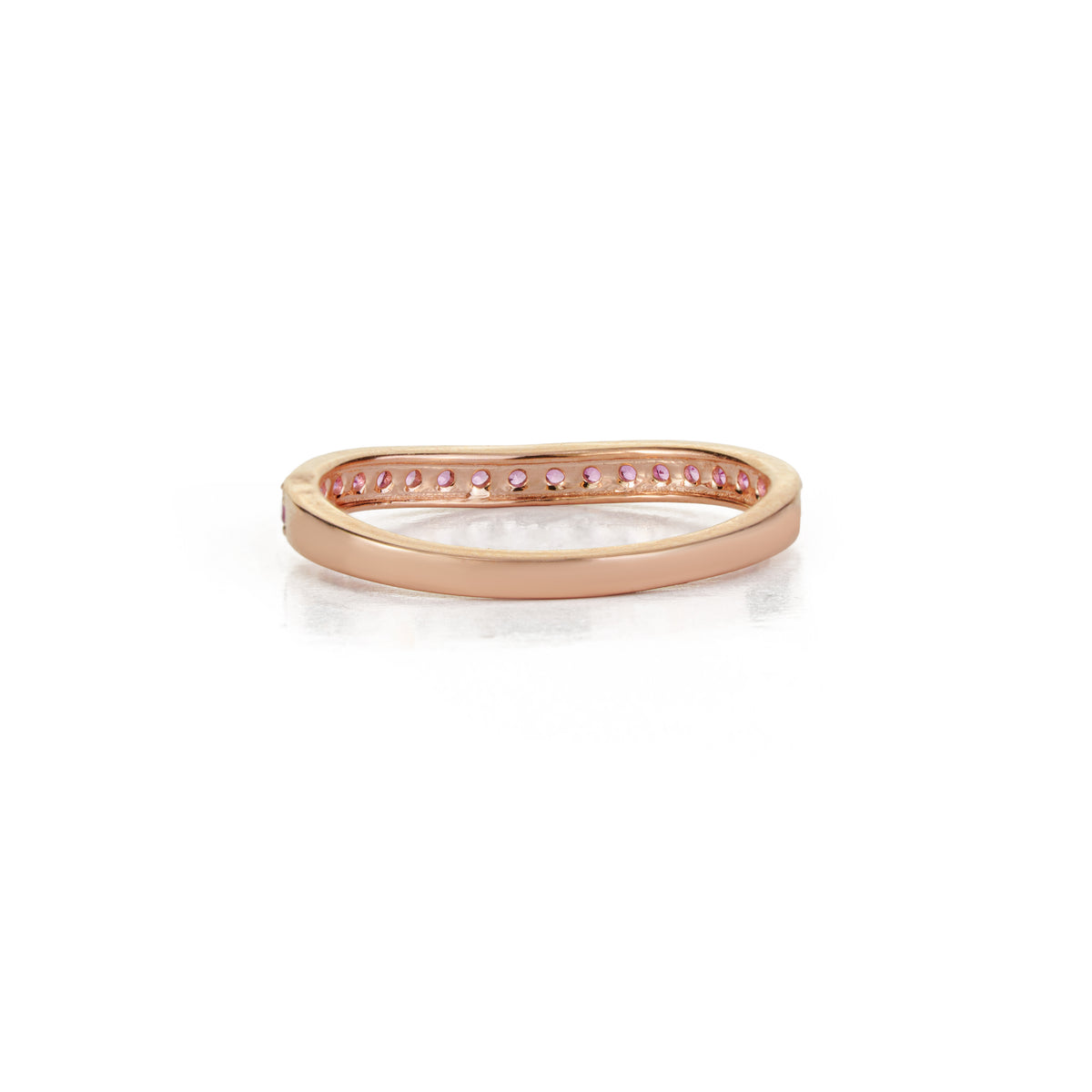 Pink Sapphire Chevron Wedding Band