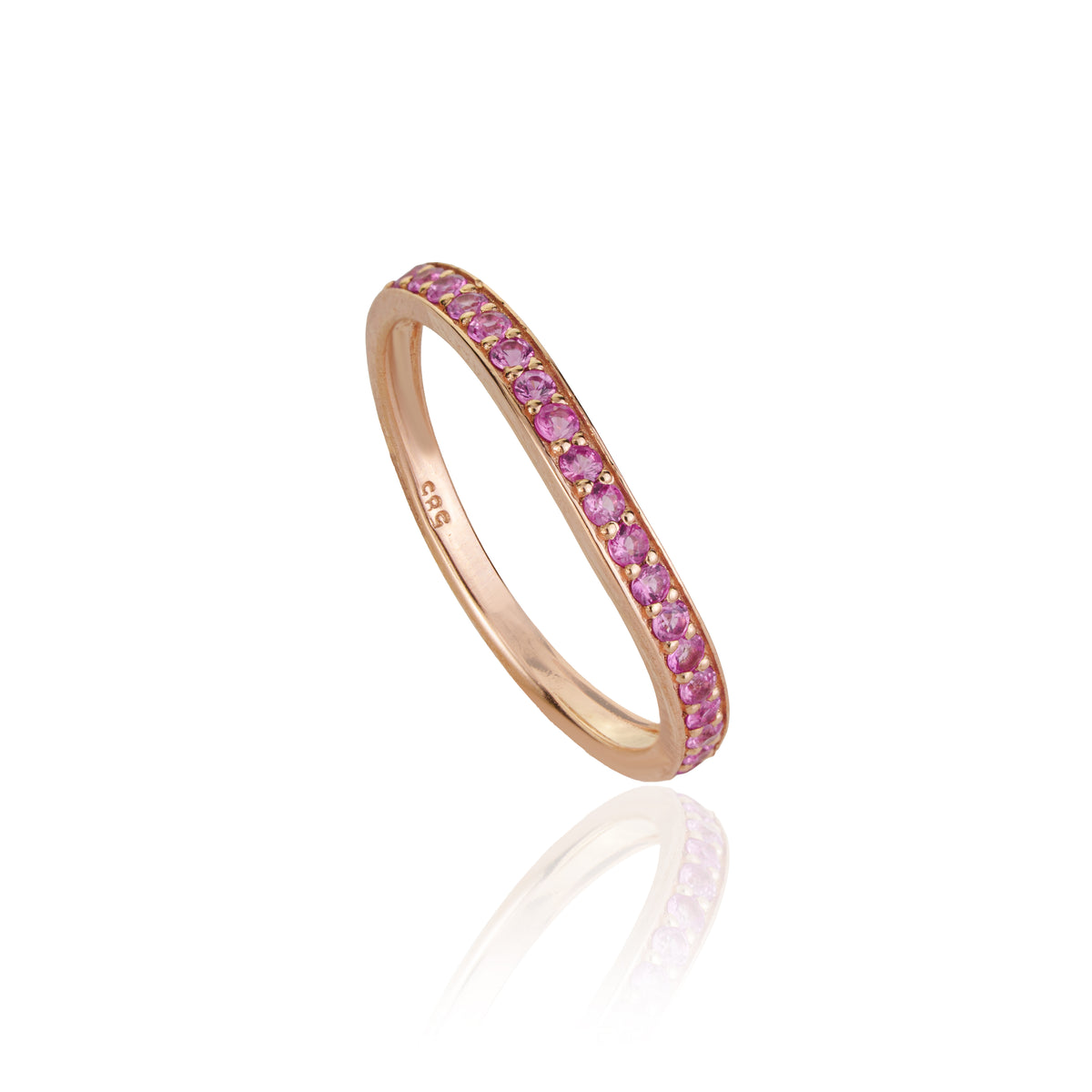 Pink Sapphire Chevron Wedding Band