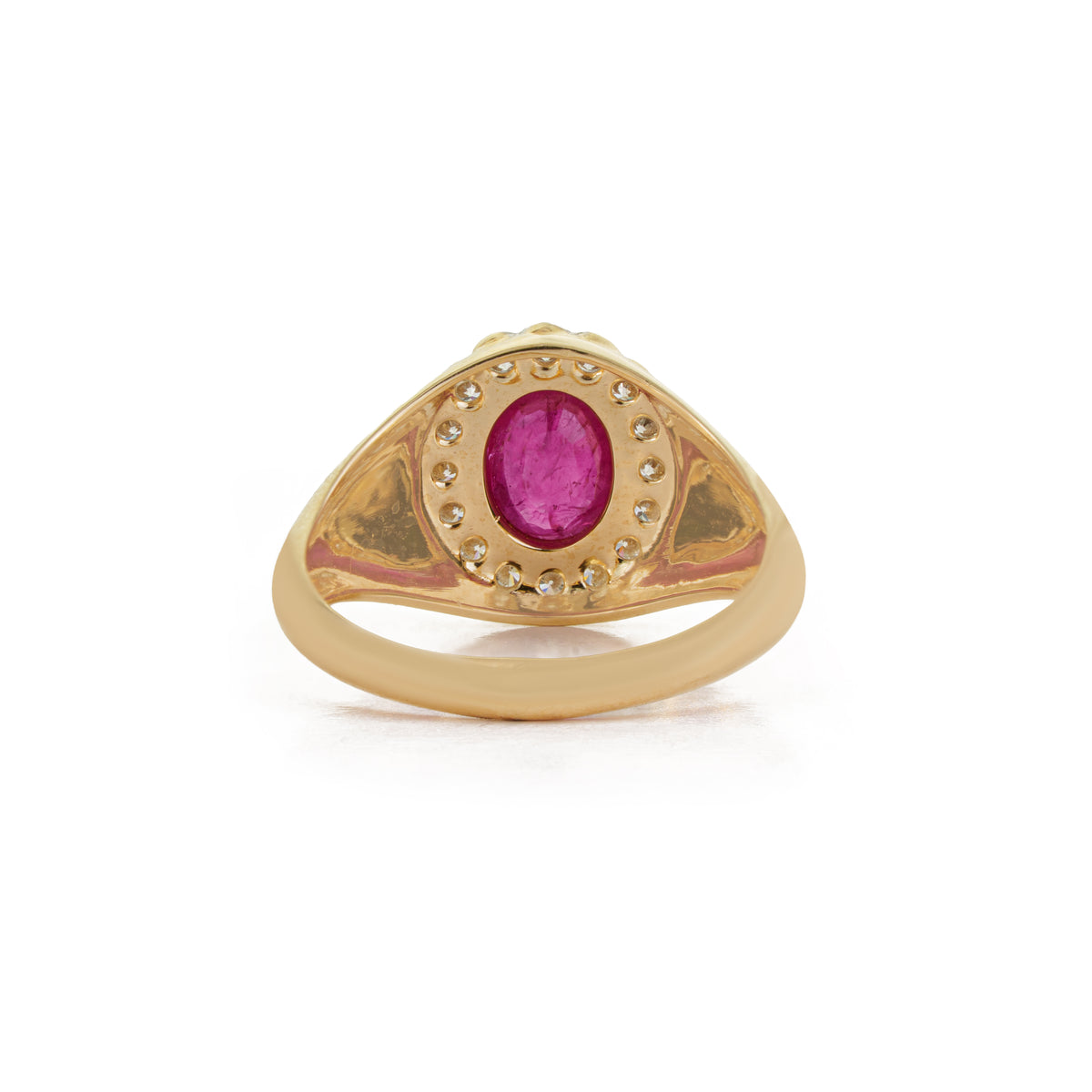 Ruby Diamond Halo Signet Ring