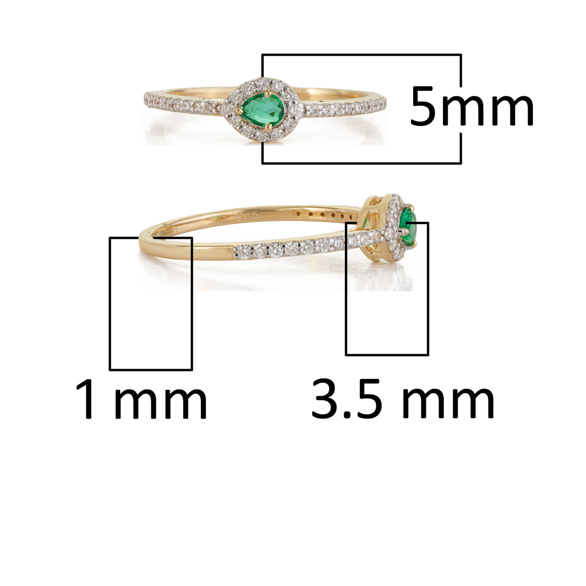 Pear Emerald Diamond Halo Ring