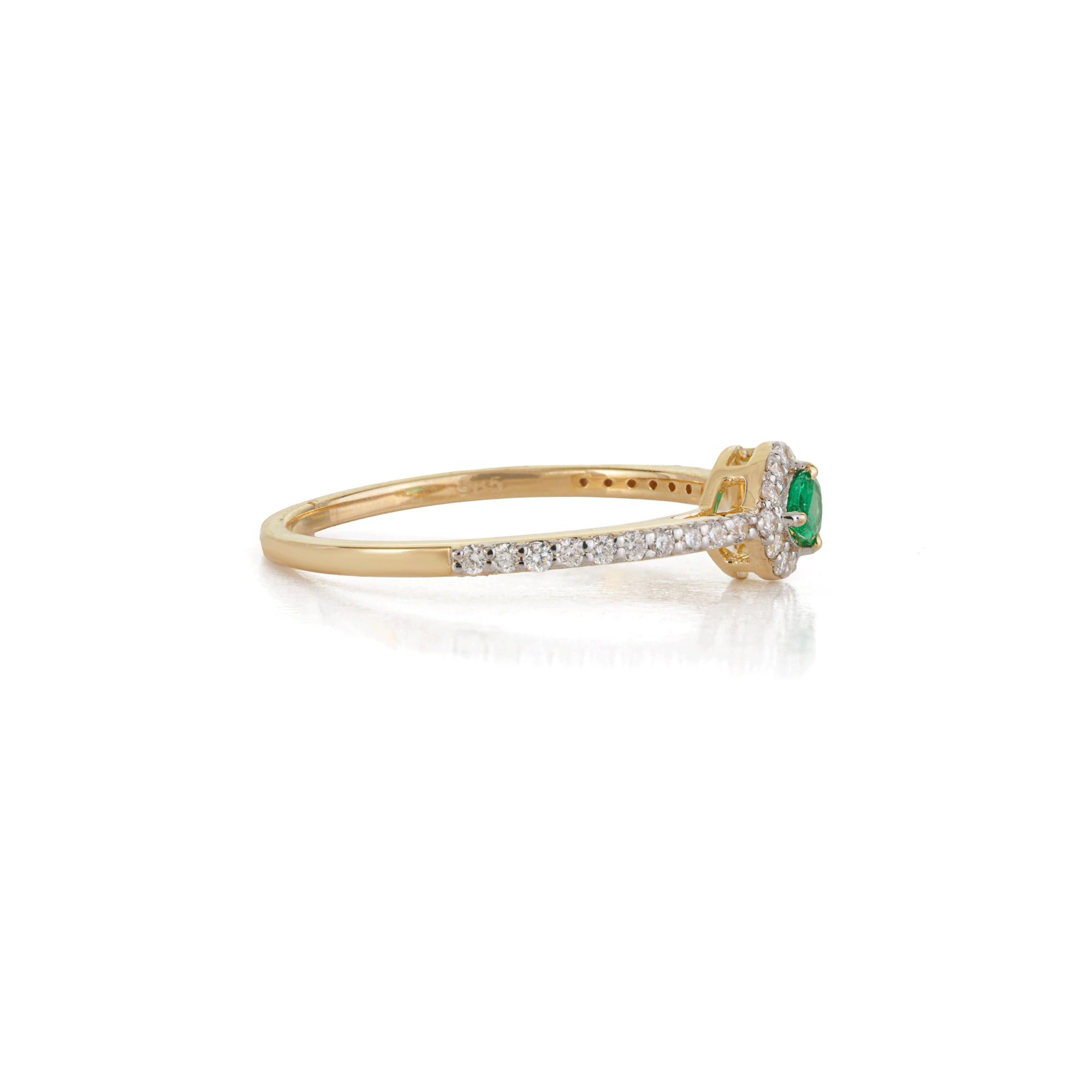 Pear Emerald Diamond Halo Ring