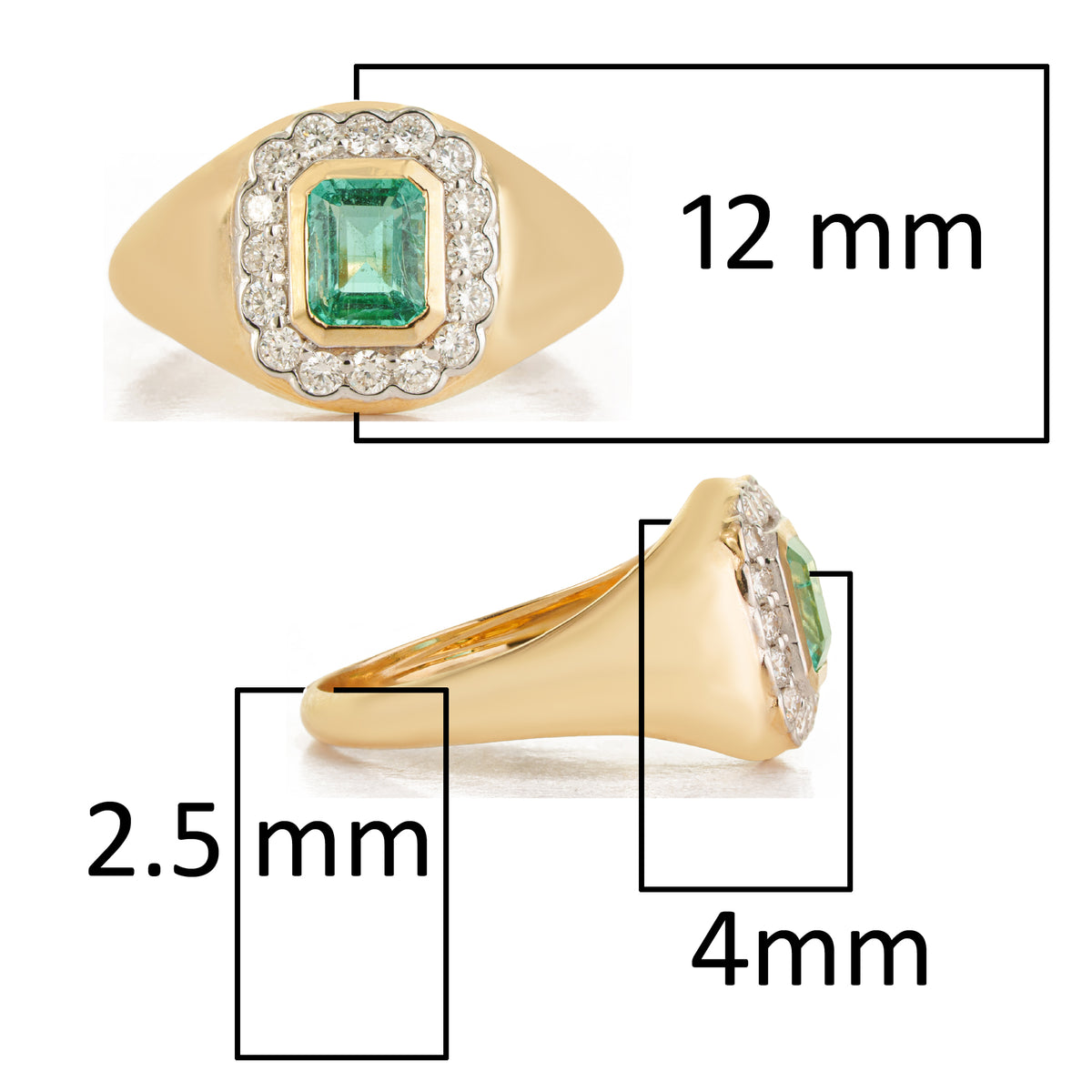 Emerald Diamond Halo Signet Ring