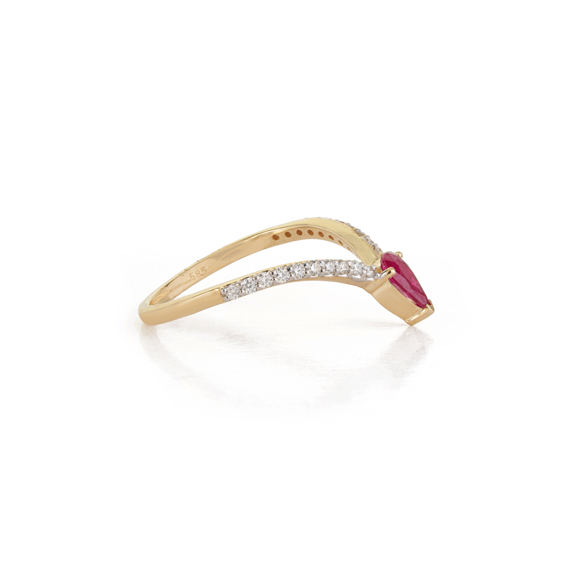 Pear Ruby Diamond Chevron Ring