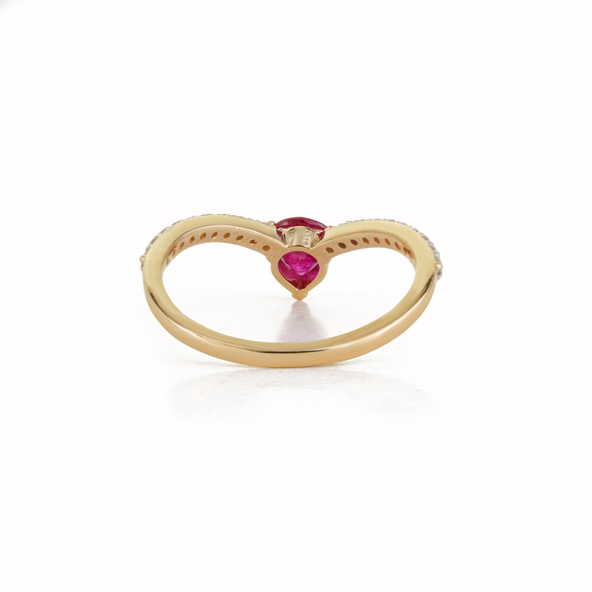 Pear Ruby Diamond Chevron Ring