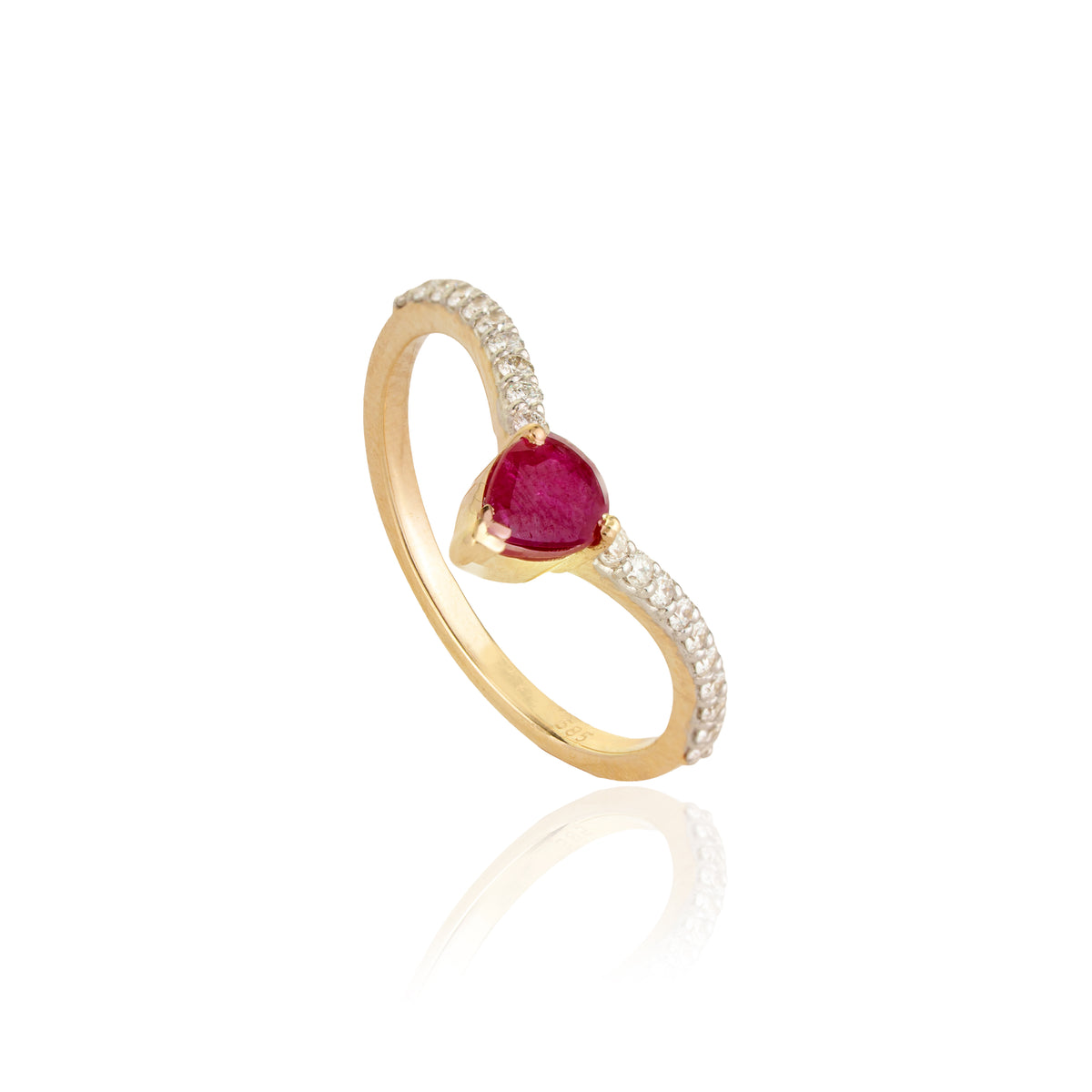 Pear Ruby Diamond Chevron Ring