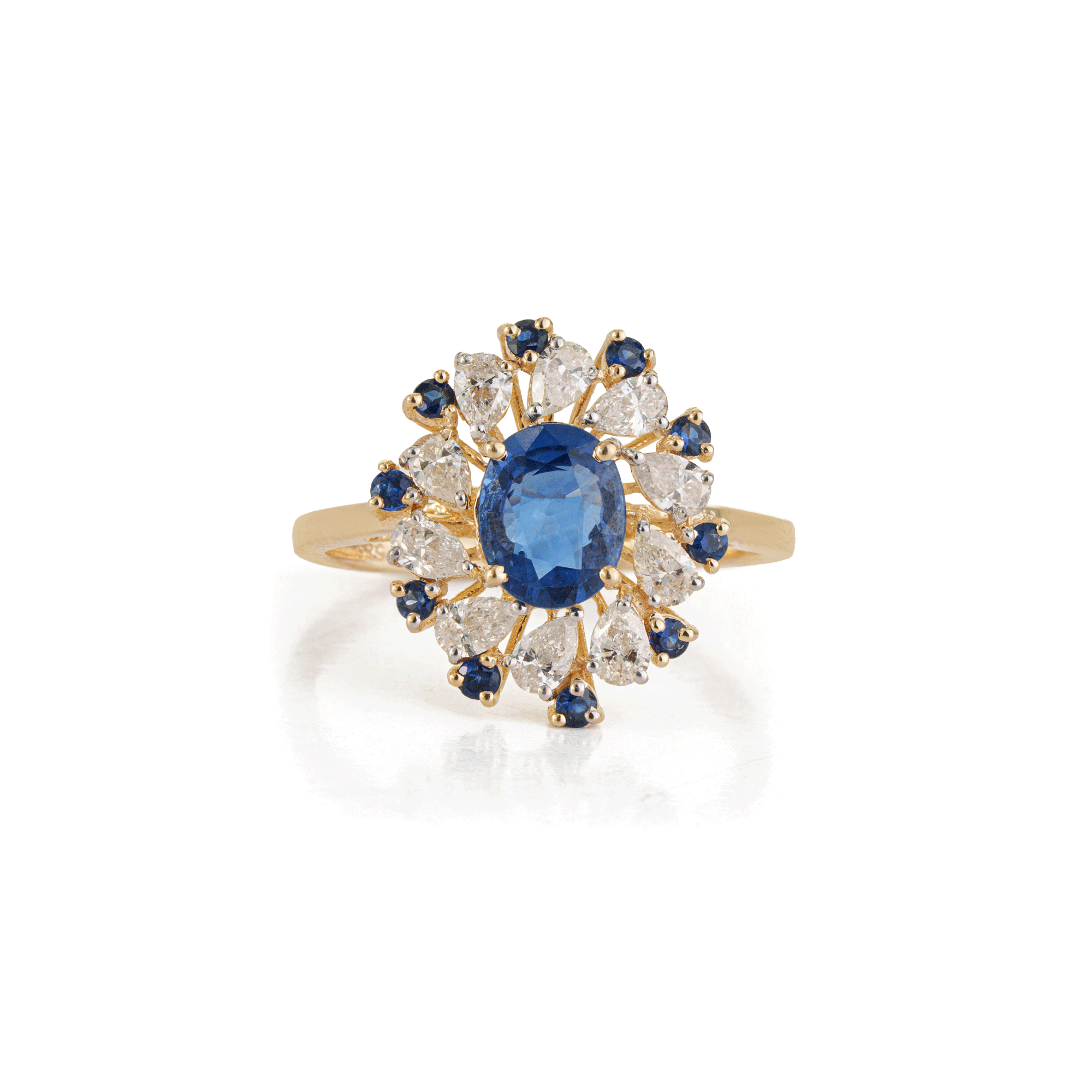 Blue Sapphire Diamond Halo Ring