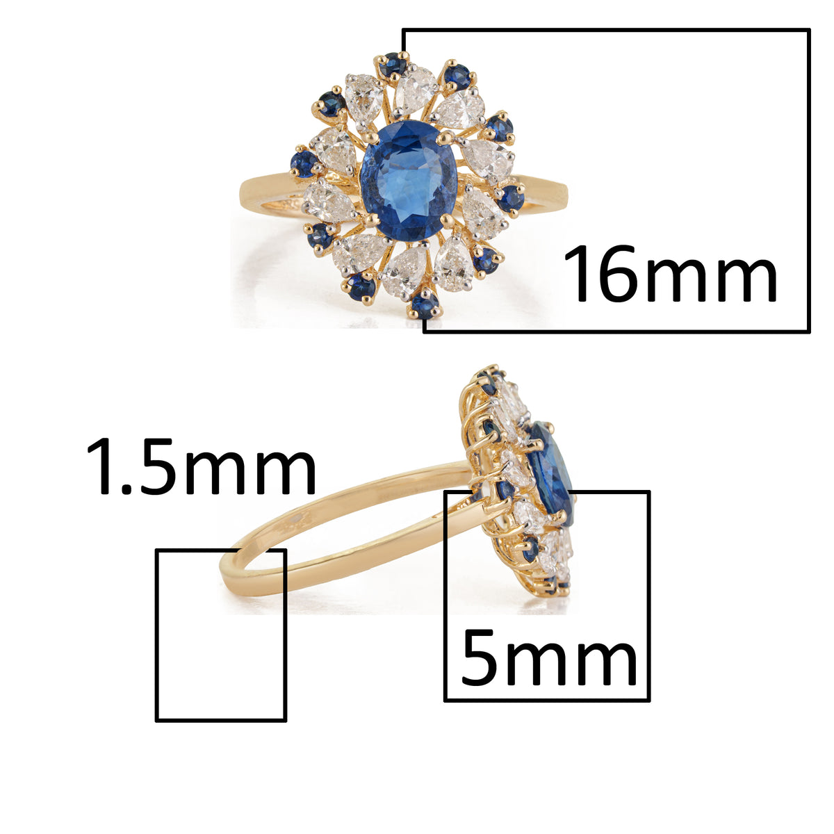 Blue Sapphire Diamond Halo Ring