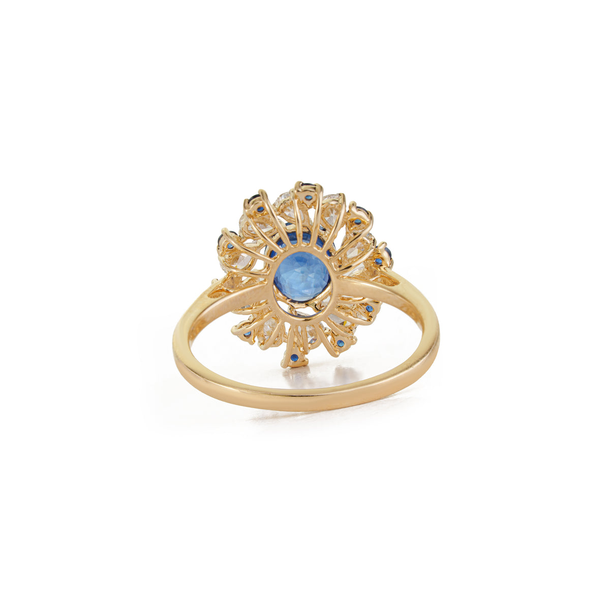Blue Sapphire Diamond Halo Ring